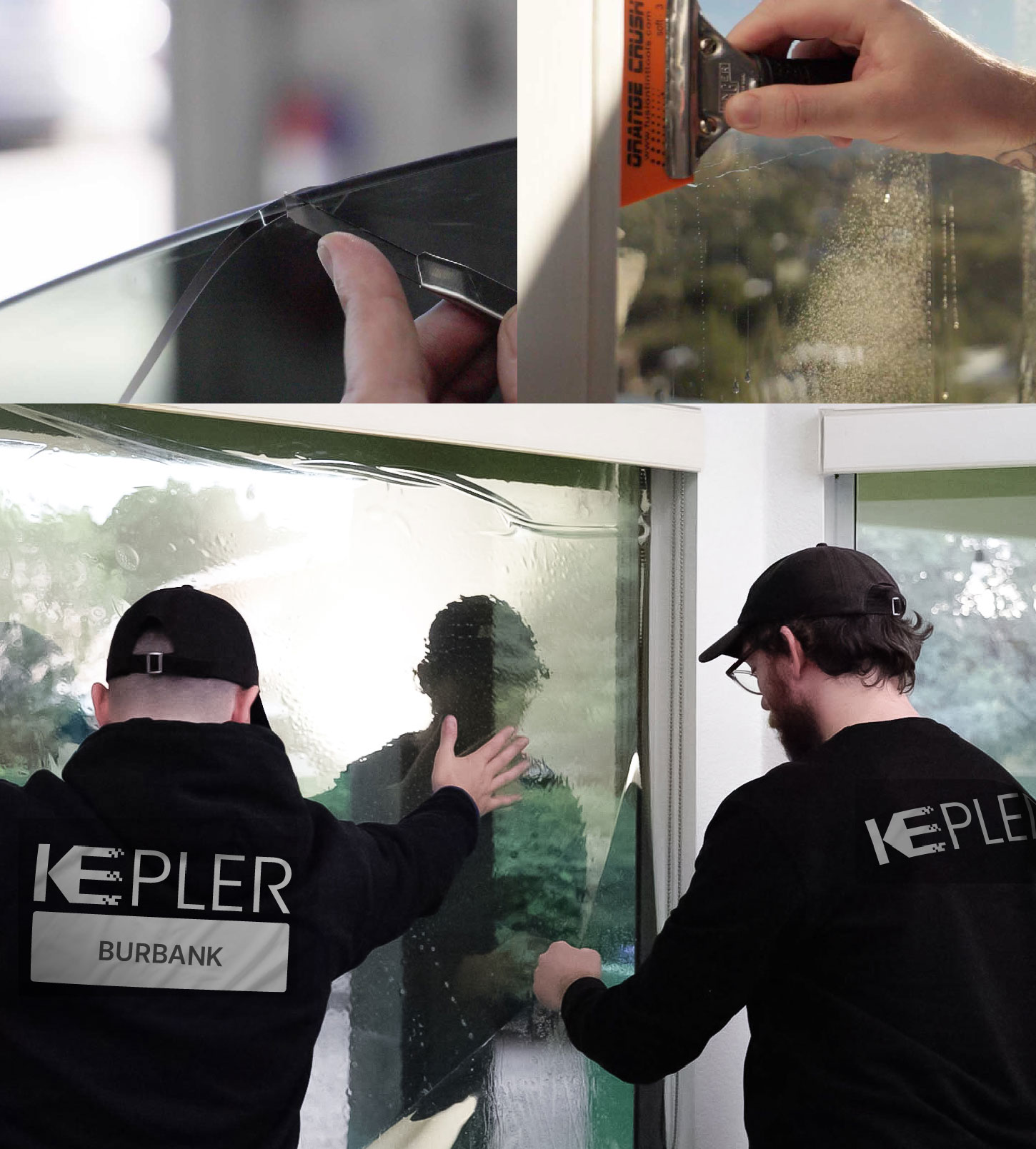 Kepler Technician Fitting Advanced Window Tint to Home in Burbank