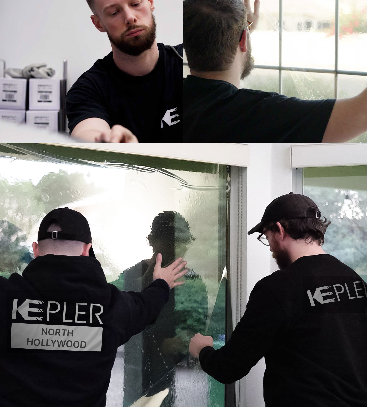 Expert Technician Fitting Ceramic Window Tint to Home in North Hollywood