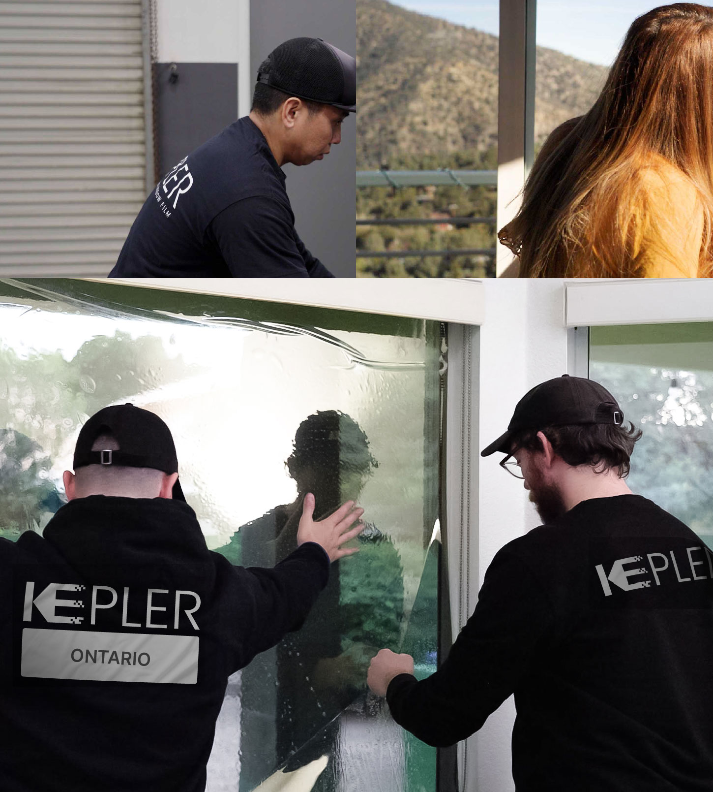 Expert Technician Fitting High-tech Window Tint to Home in Ontario