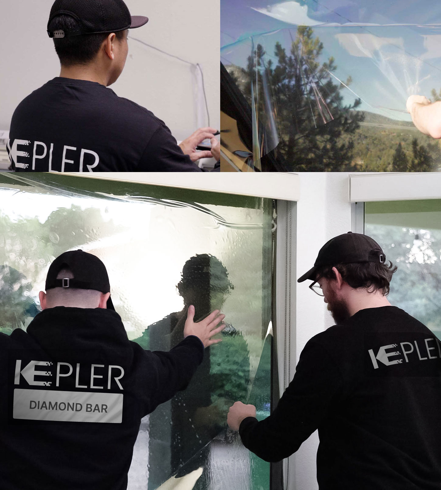 Expert Technician Fitting Advanced Window Tint to Home in Diamond Bar