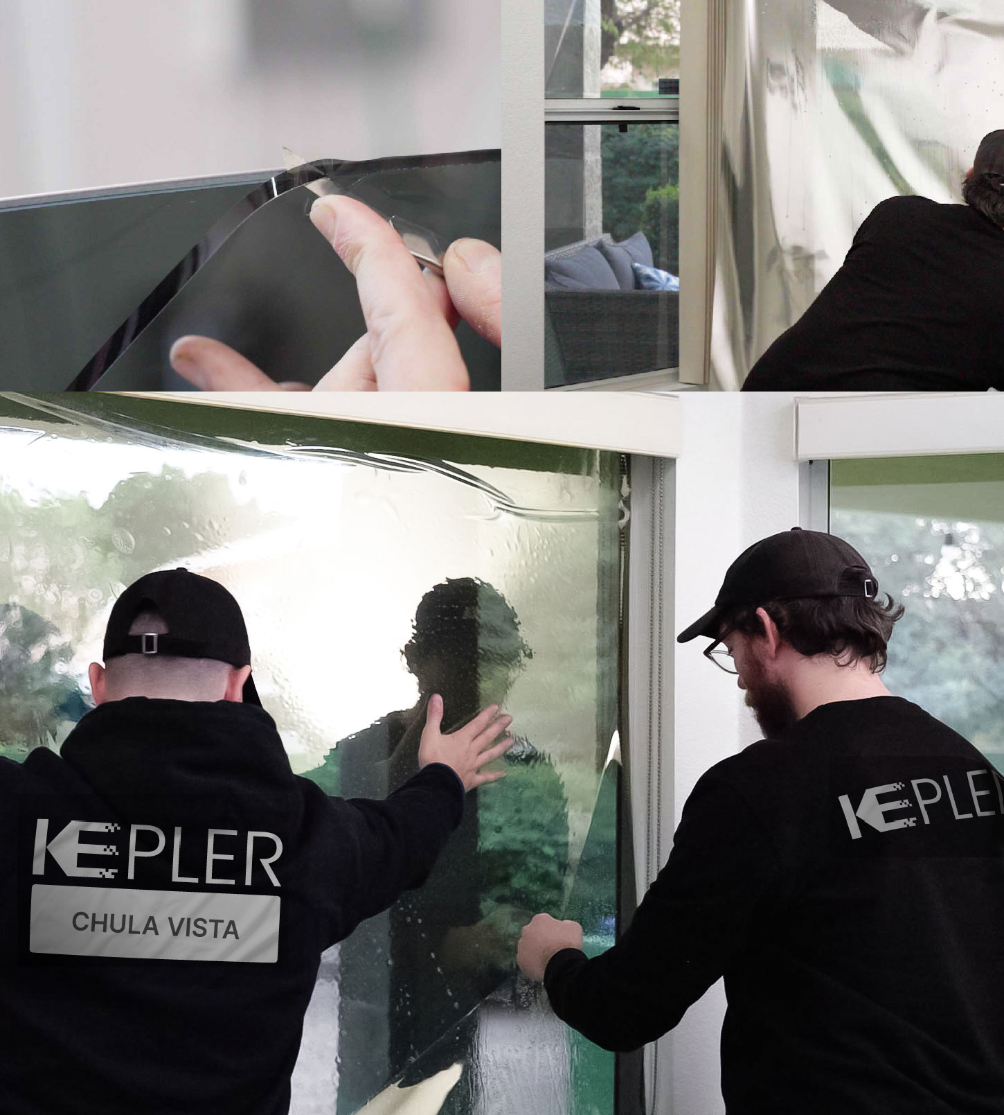 Expert Technician Applying High-tech Window Tint to Home in Chula Vista