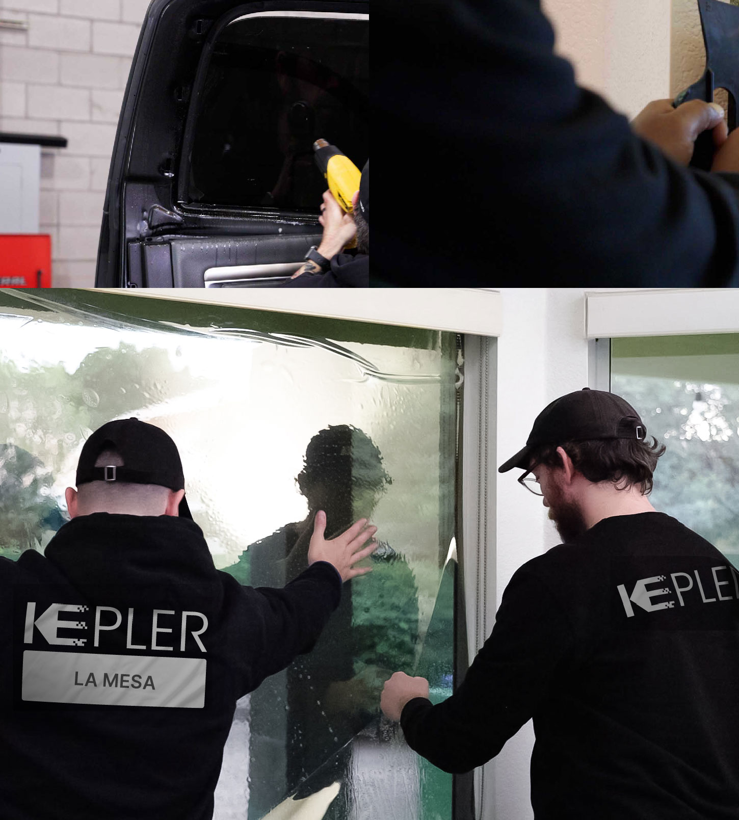 Kepler Technician Fitting Ceramic Window Tint to Home in La Mesa