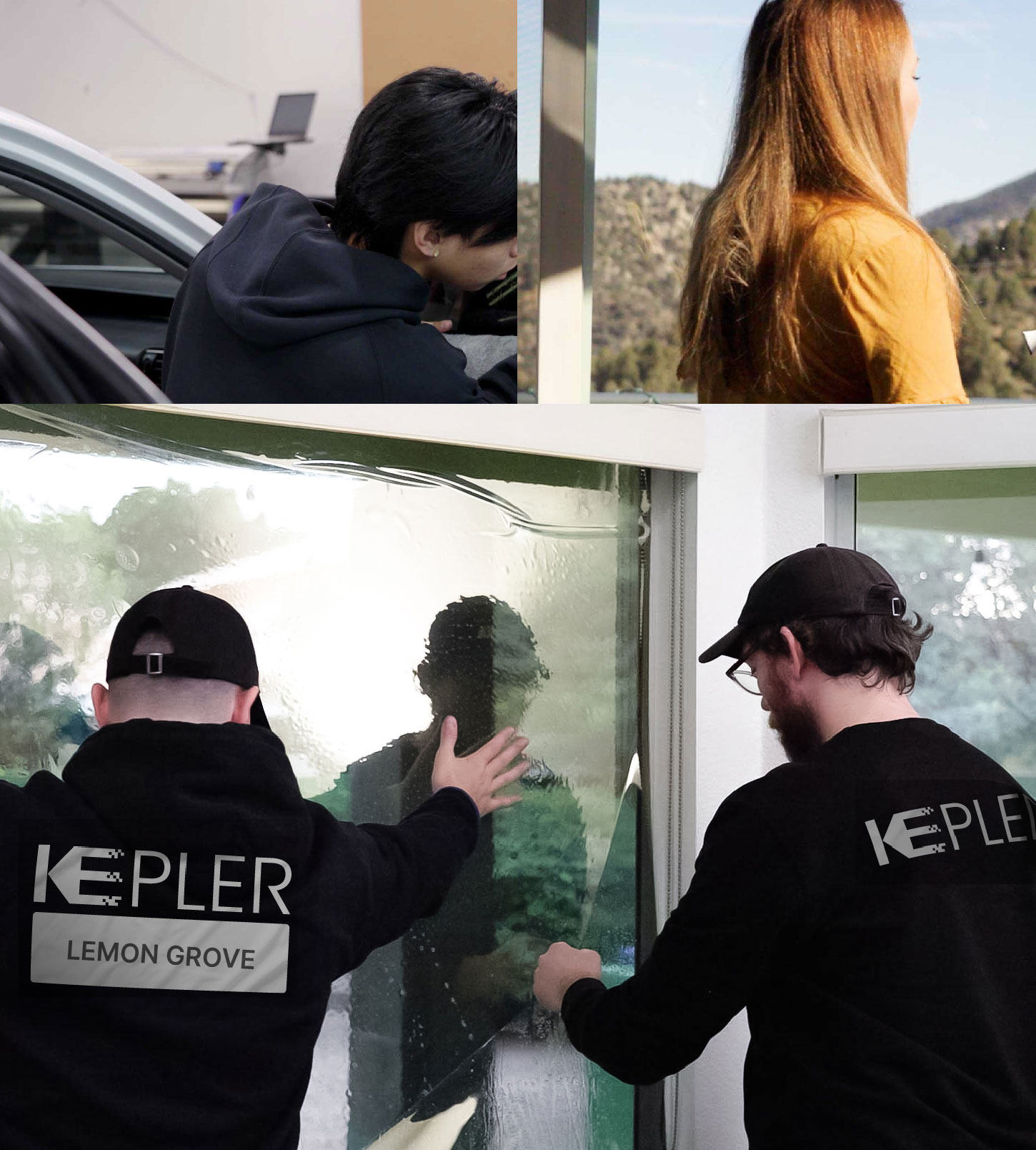 Expert Technician Installing Ceramic Window Tint to Home in Lemon Grove