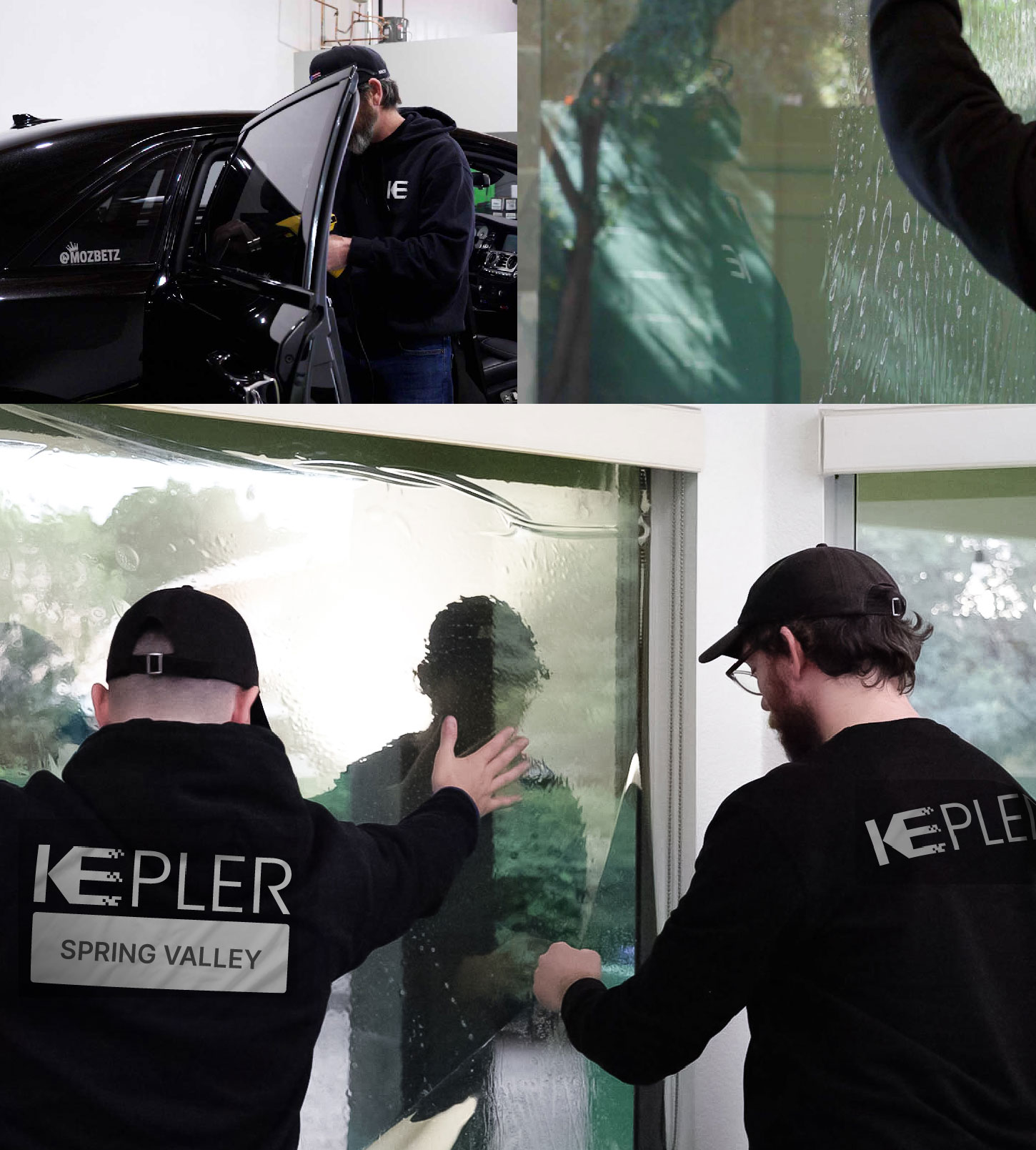 Kepler Technician Installing Ceramic Window Tint to Home in Spring Valley
