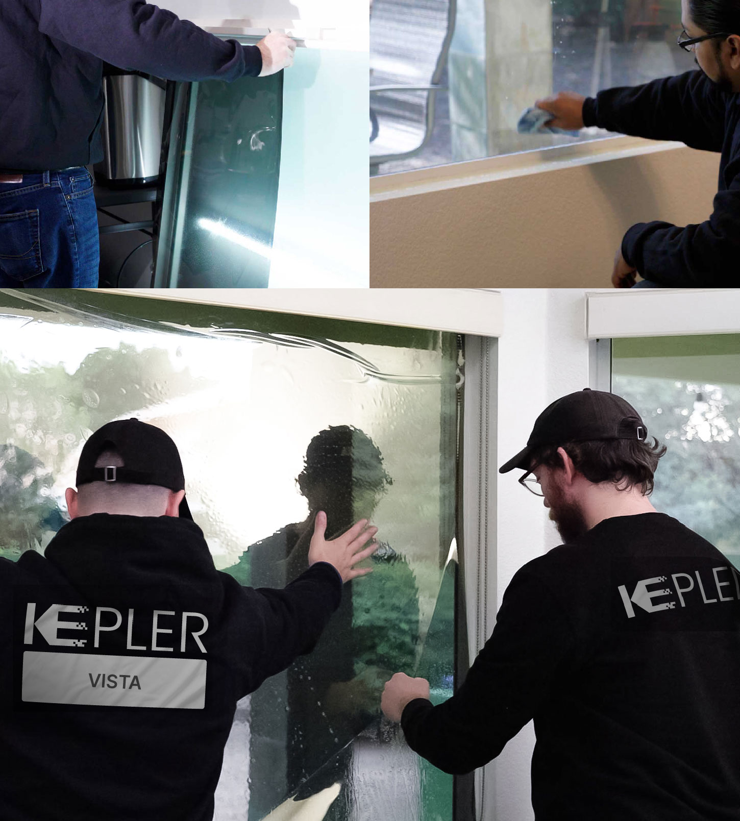 Expert Technician Fitting Advanced Window Tint to Home in Vista