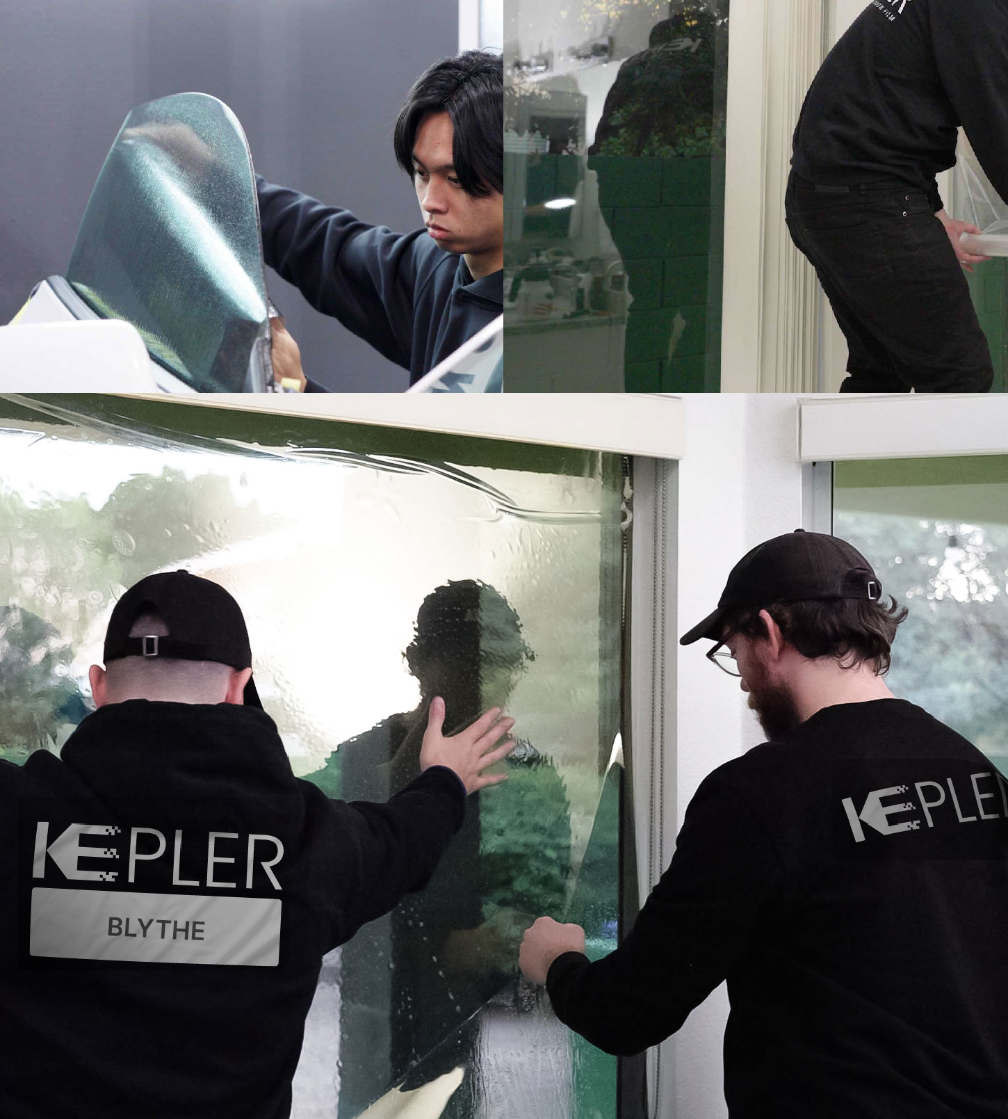 Expert Technician Applying High-tech Window Tint to Home in Blythe