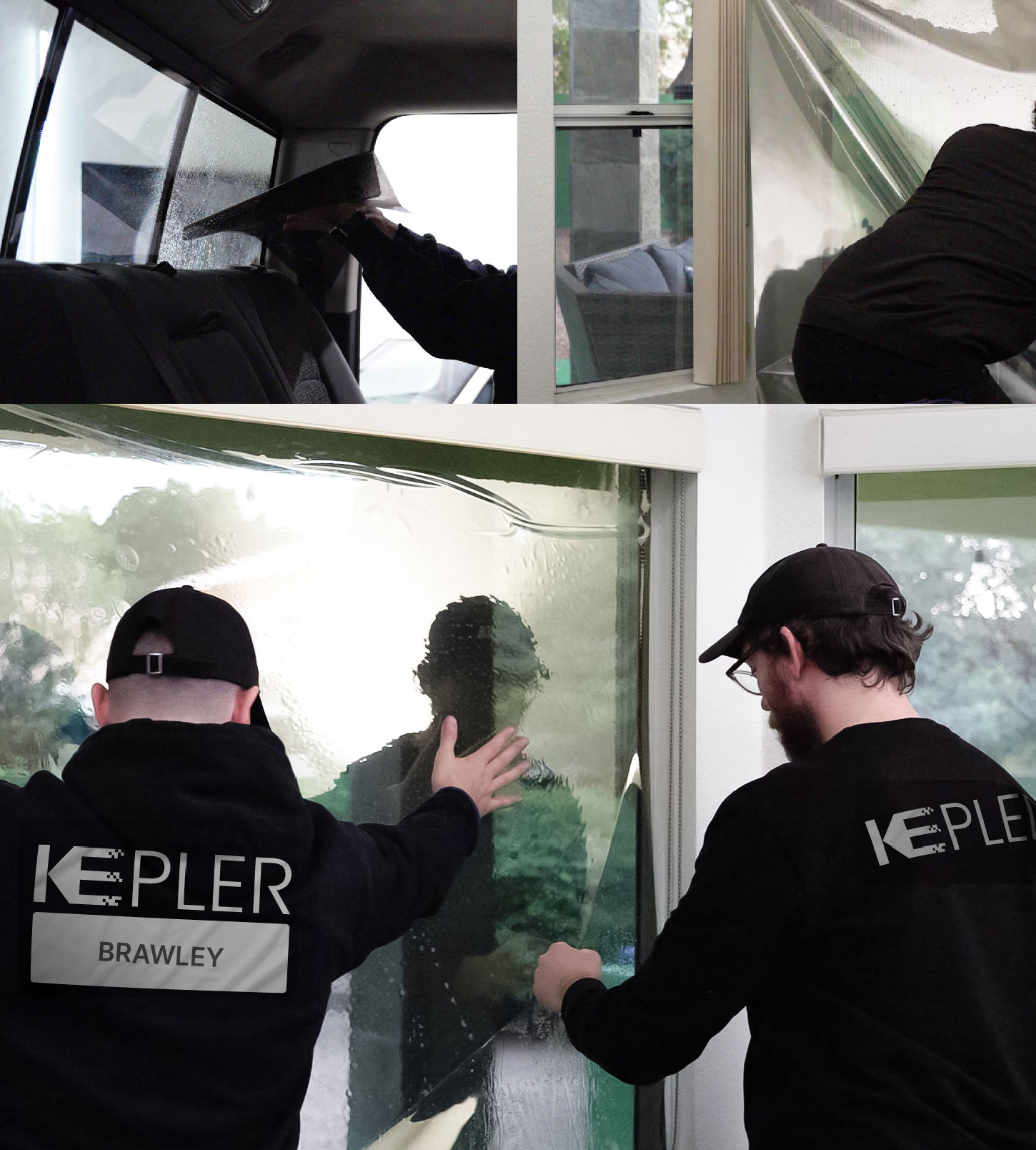Kepler Technician Applying High-tech Window Tint to Home in Brawley