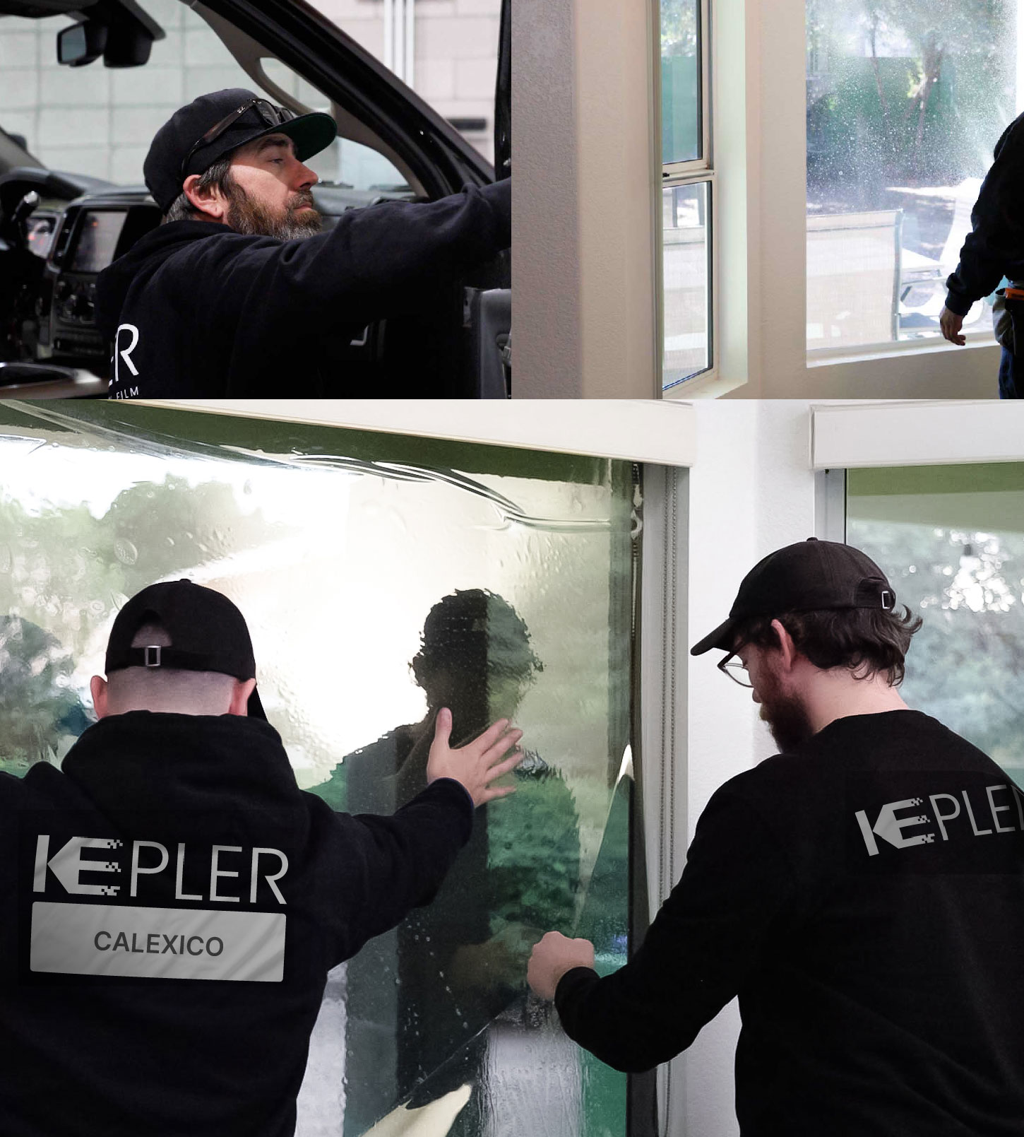 Kepler Technician Installing Advanced Window Tint to Home in Calexico