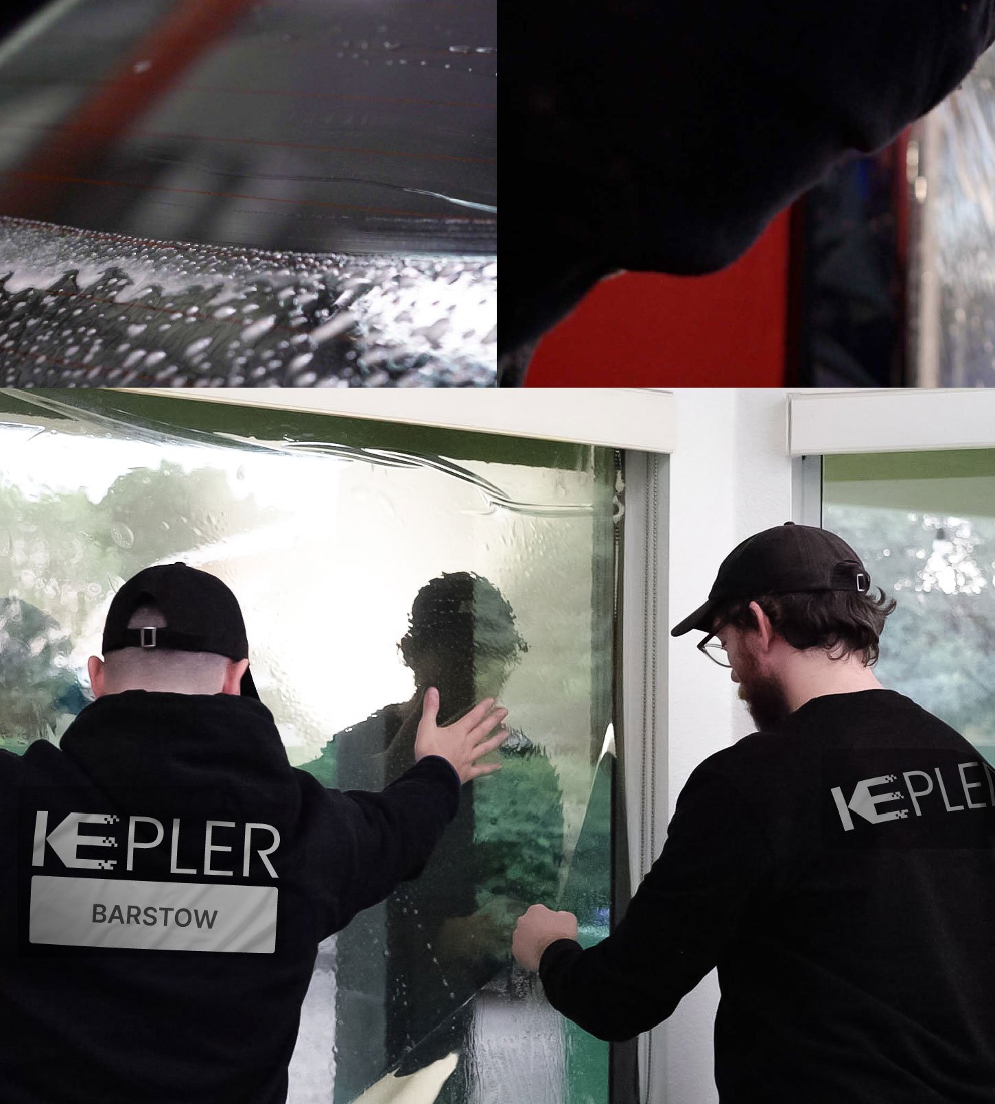 Kepler Technician Fitting High-tech Window Tint to Home in Barstow