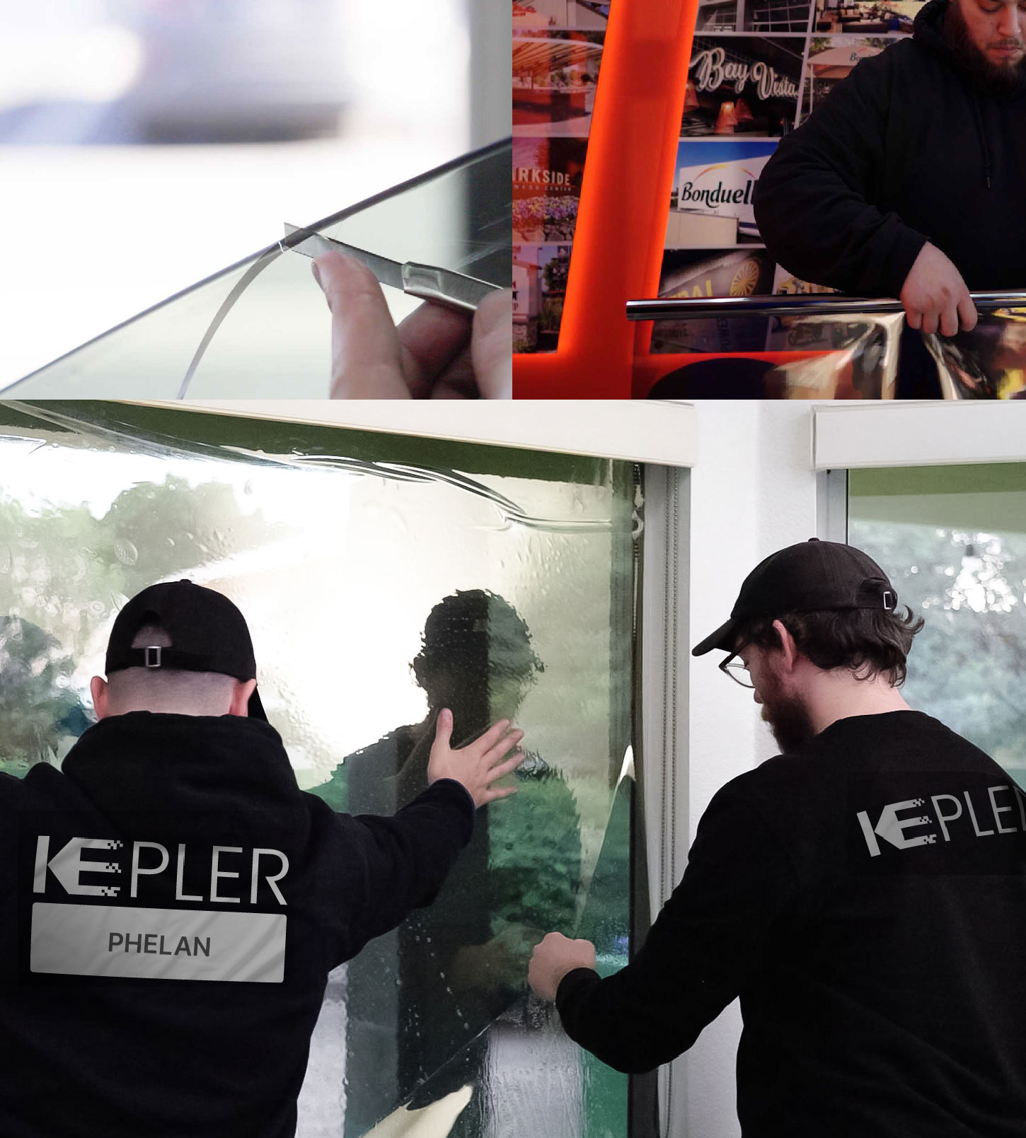 Expert Technician Applying High-tech Window Tint to Home in Phelan