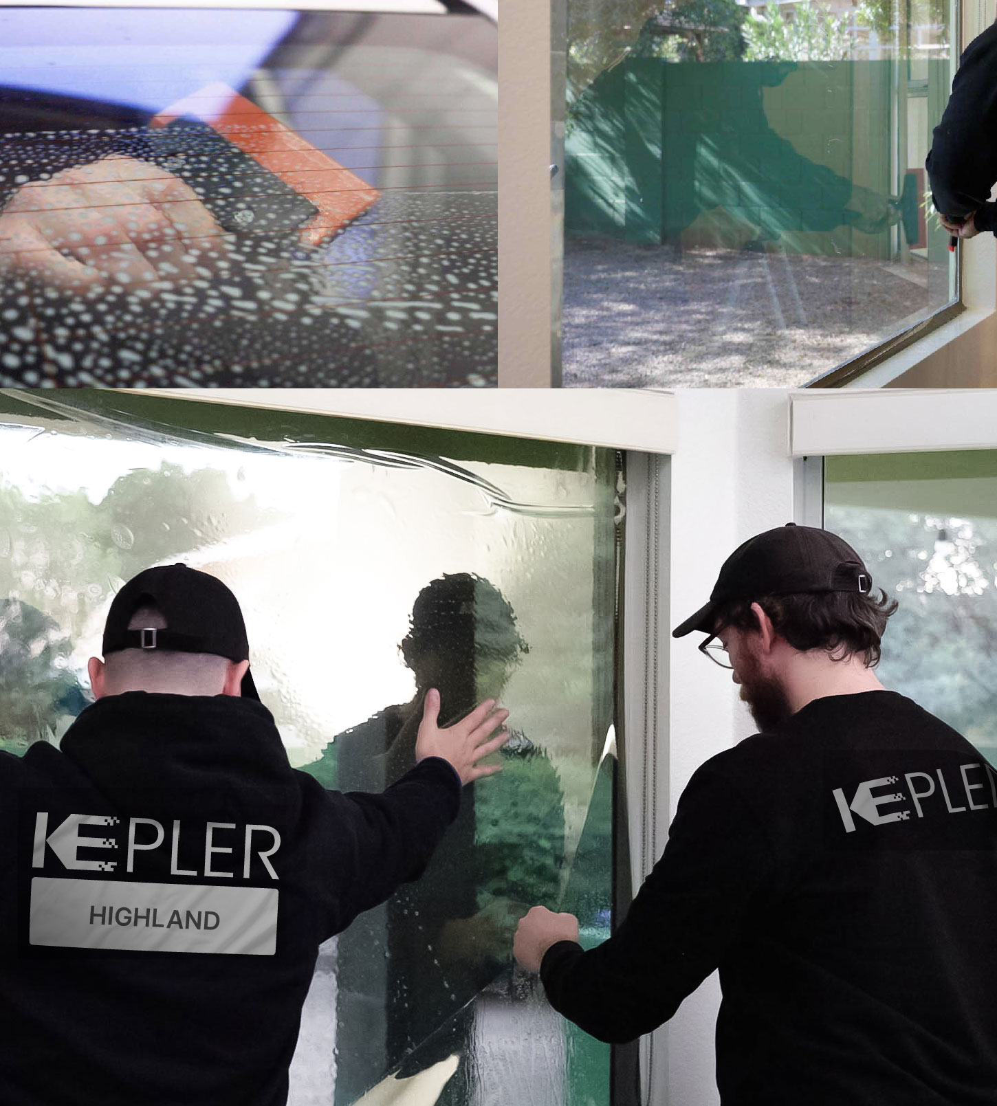 Kepler Technician Installing Ceramic Window Tint to Home in Highland