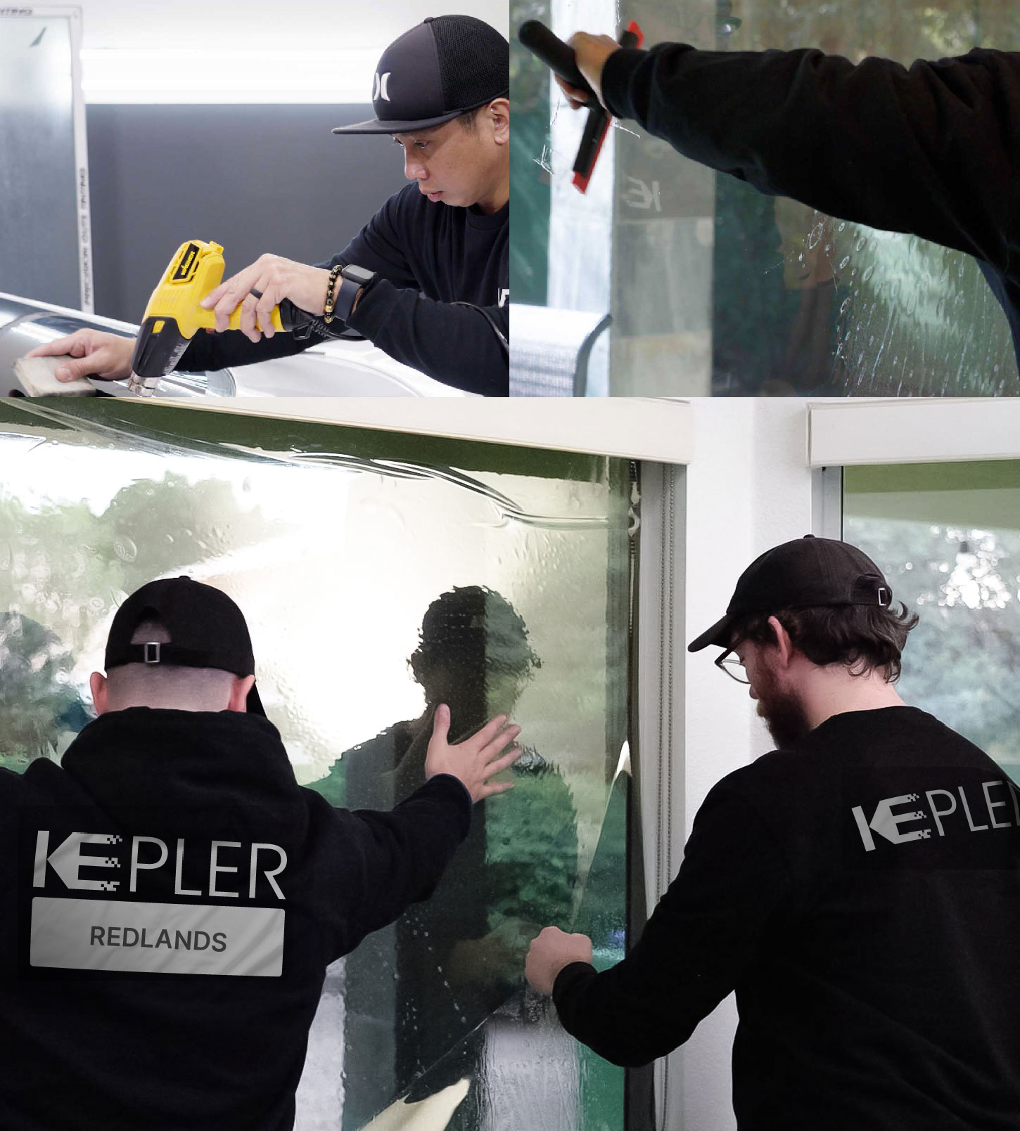 Expert Technician Applying High-tech Window Tint to Home in Redlands