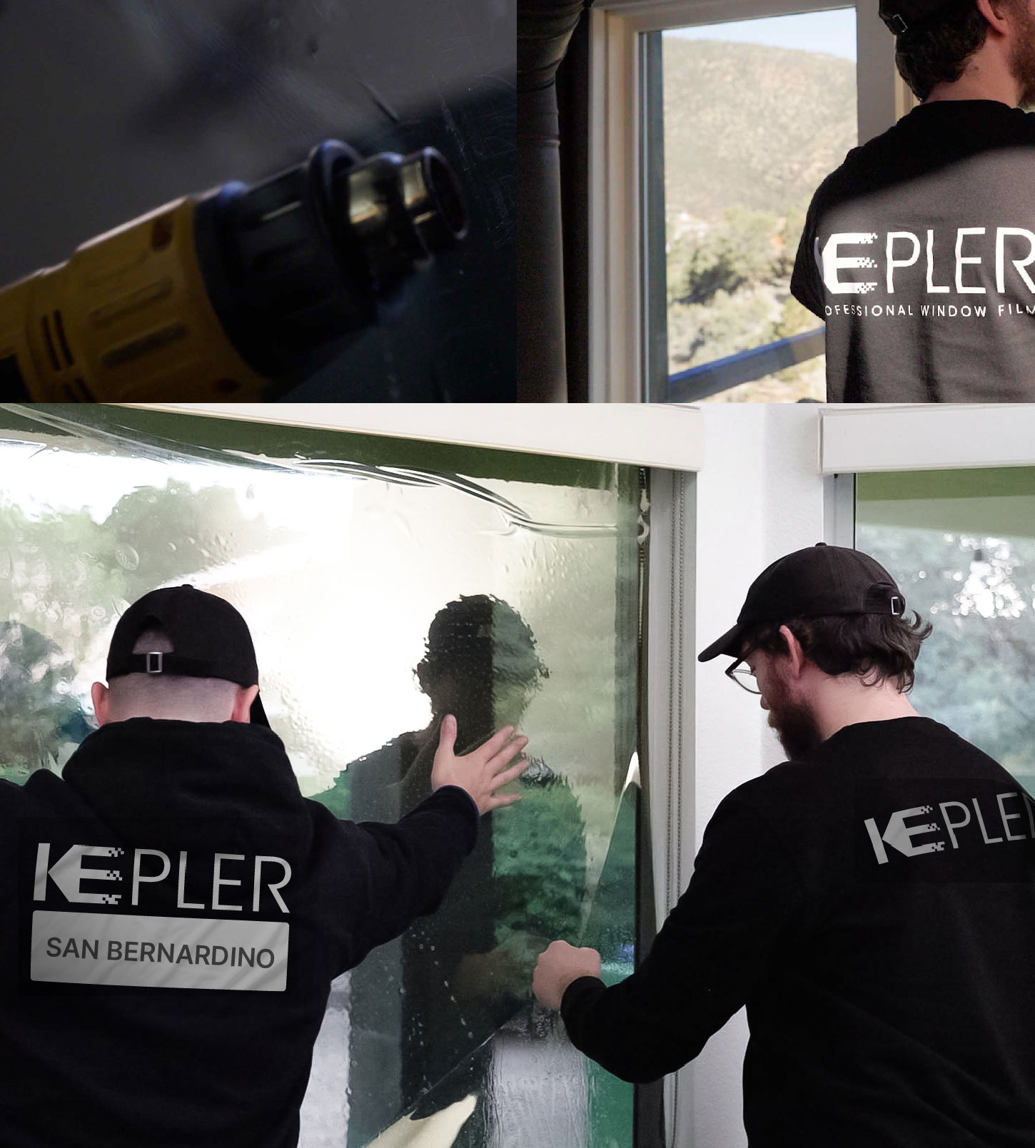 Kepler Technician Fitting Ceramic Window Tint to Home in San Bernardino