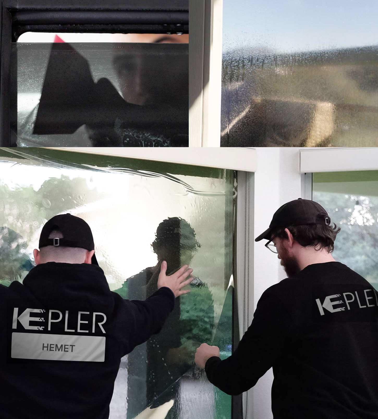 Expert Technician Installing High-tech Window Tint to Home in Hemet
