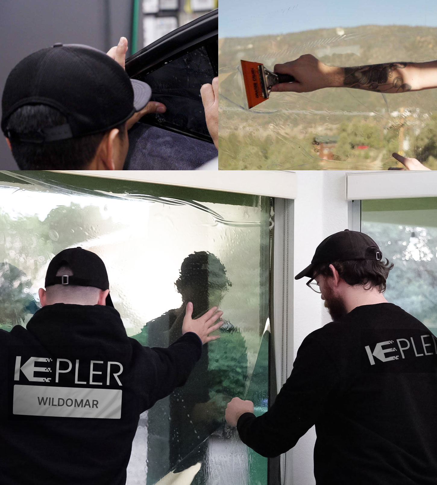Kepler Technician Fitting Advanced Window Tint to Home in Wildomar