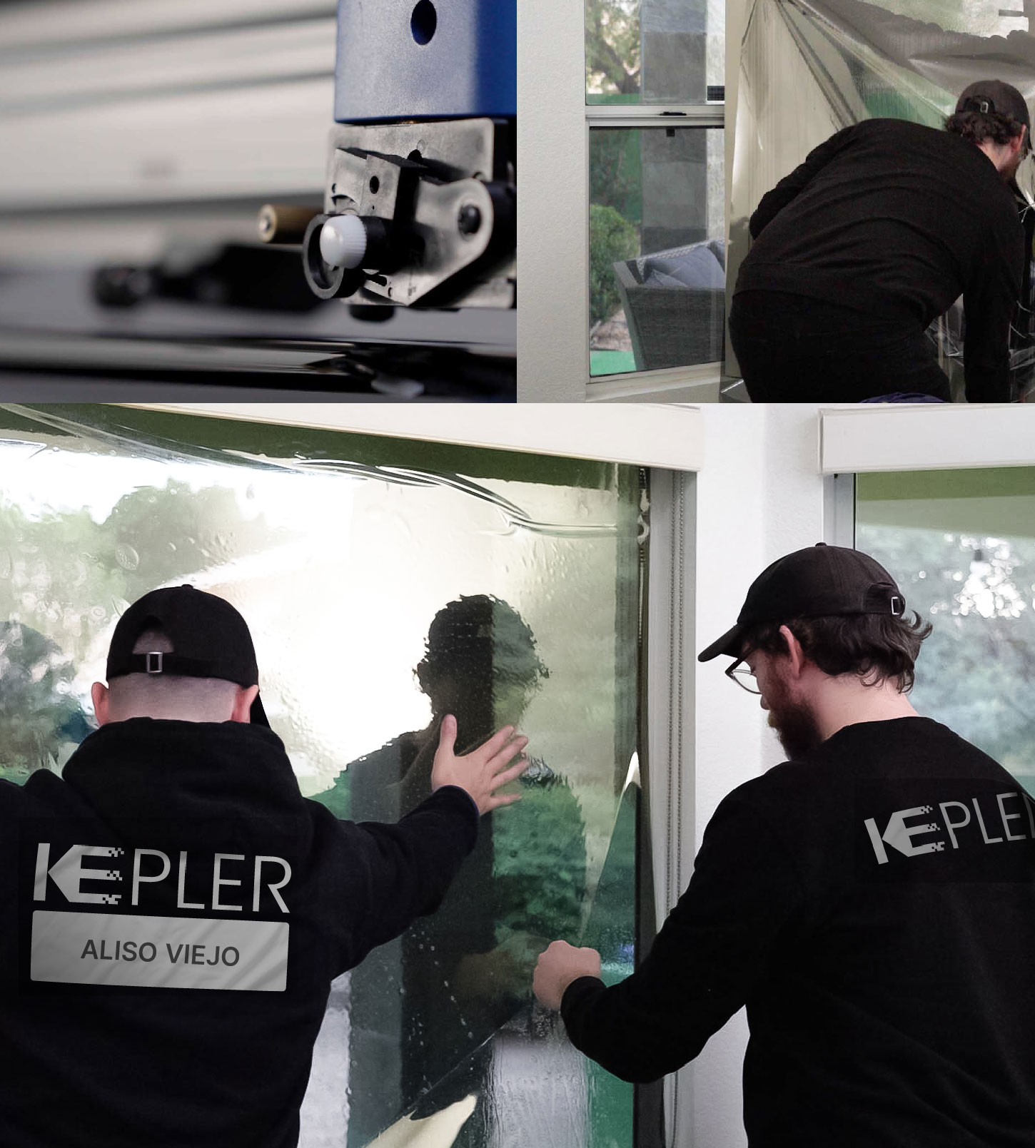 Expert Technician Applying High-tech Window Tint to Home in Aliso Viejo