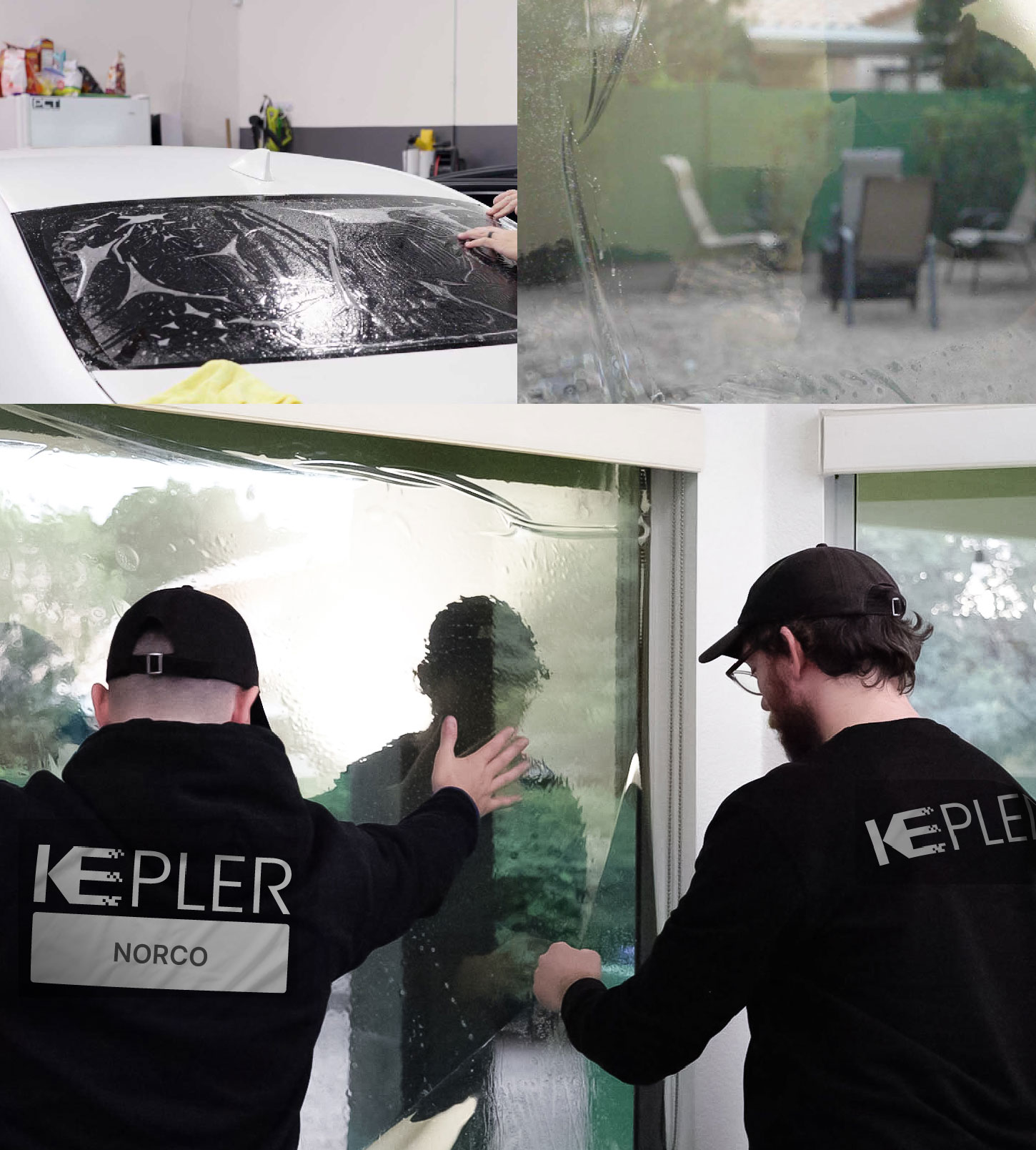 Expert Technician Fitting Advanced Window Tint to Home in Norco