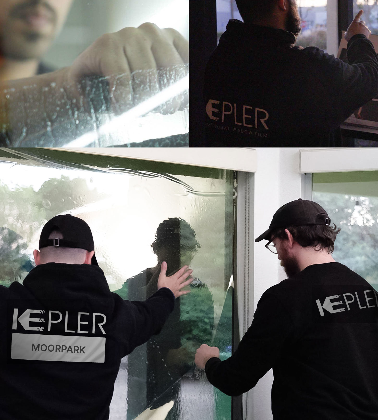 Expert Technician Installing Ceramic Window Tint to Home in Moorpark