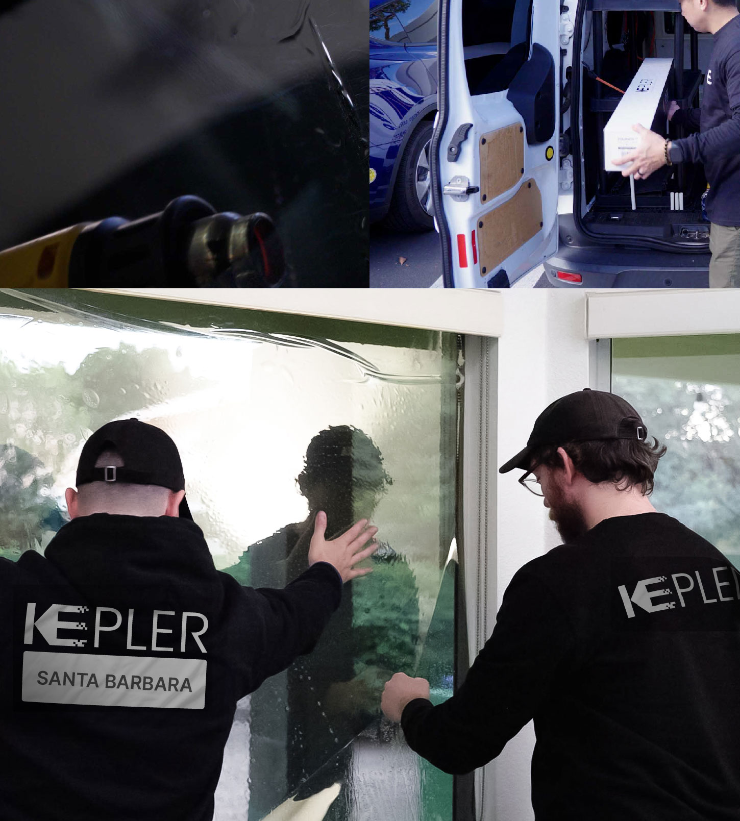 Expert Technician Installing Advanced Window Tint to Home in Santa Barbara
