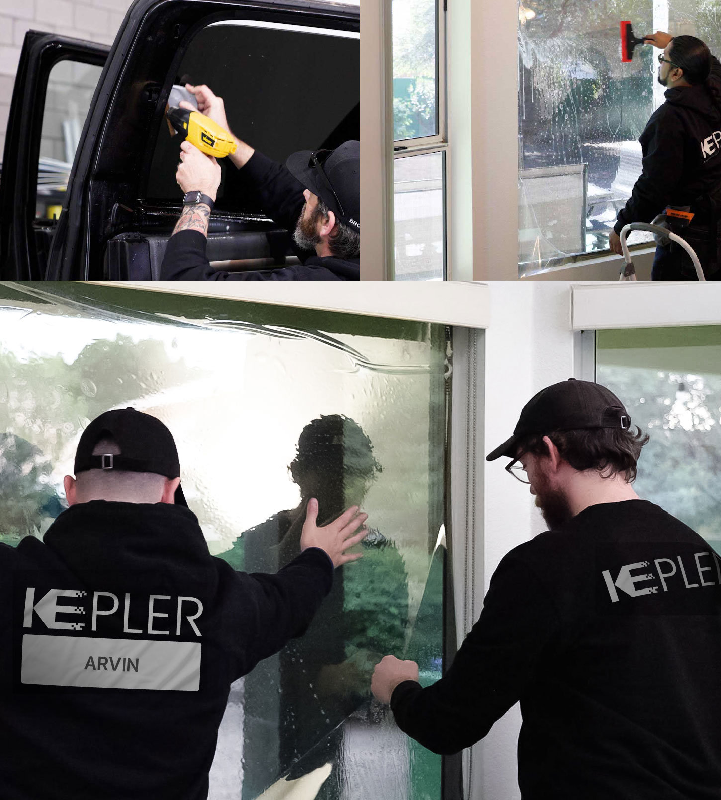 Expert Technician Applying High-tech Window Tint to Home in Arvin