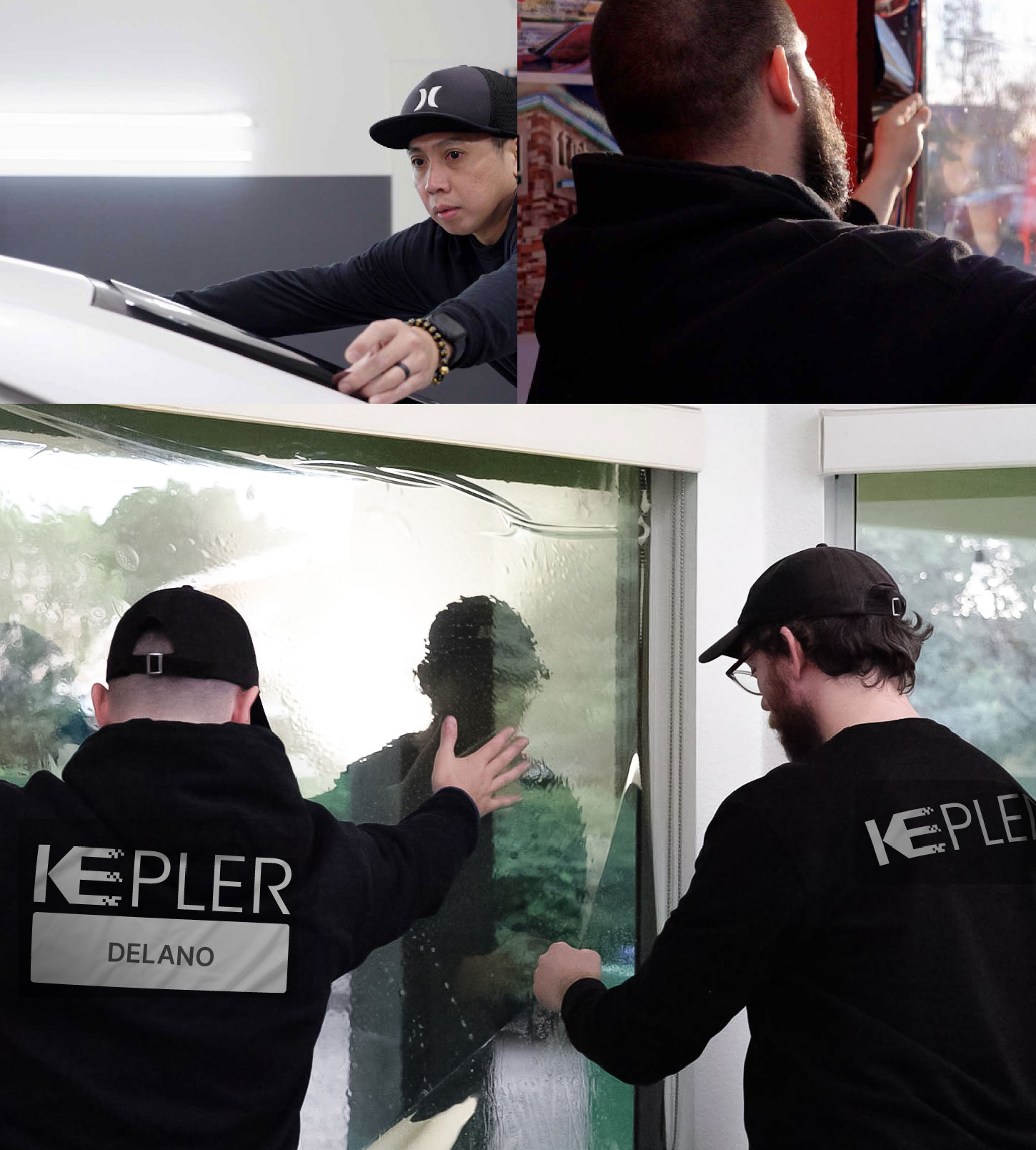 Kepler Technician Applying High-tech Window Tint to Home in Delano