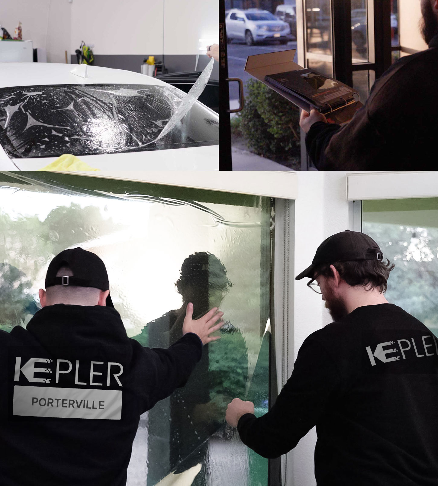 Kepler Technician Applying High-tech Window Tint to Home in Porterville