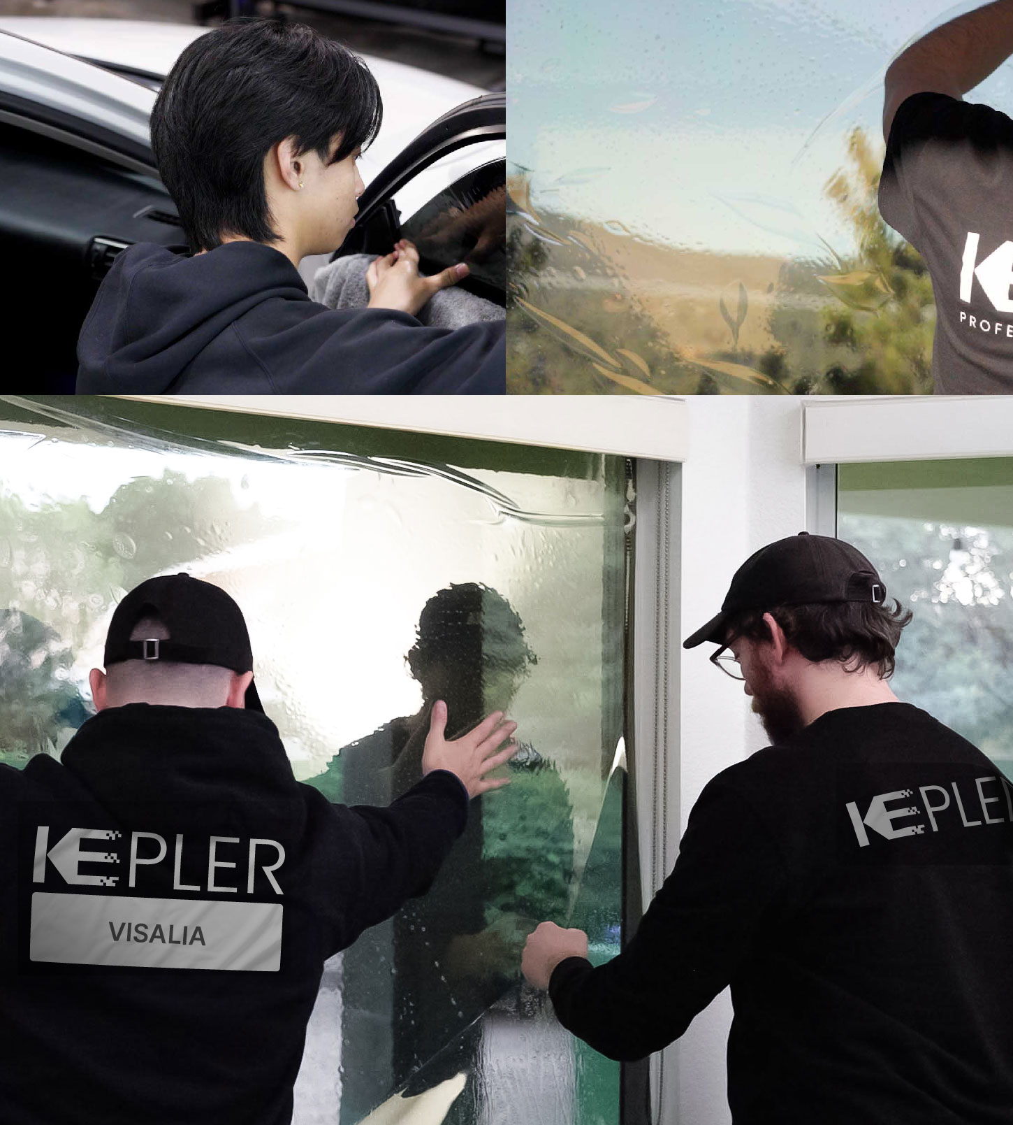 Kepler Technician Fitting Advanced Window Tint to Home in Visalia