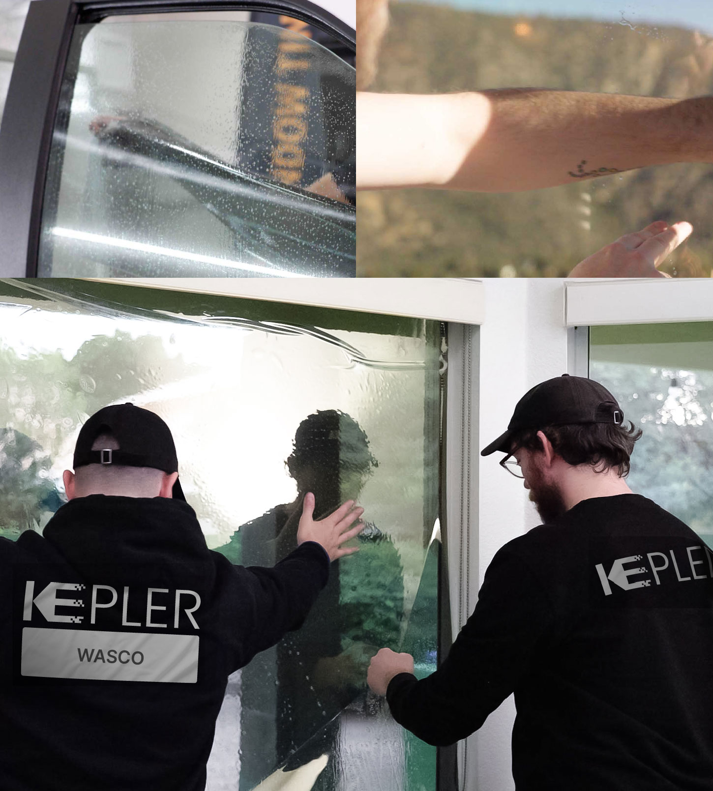 Expert Technician Fitting Ceramic Window Tint to Home in Wasco