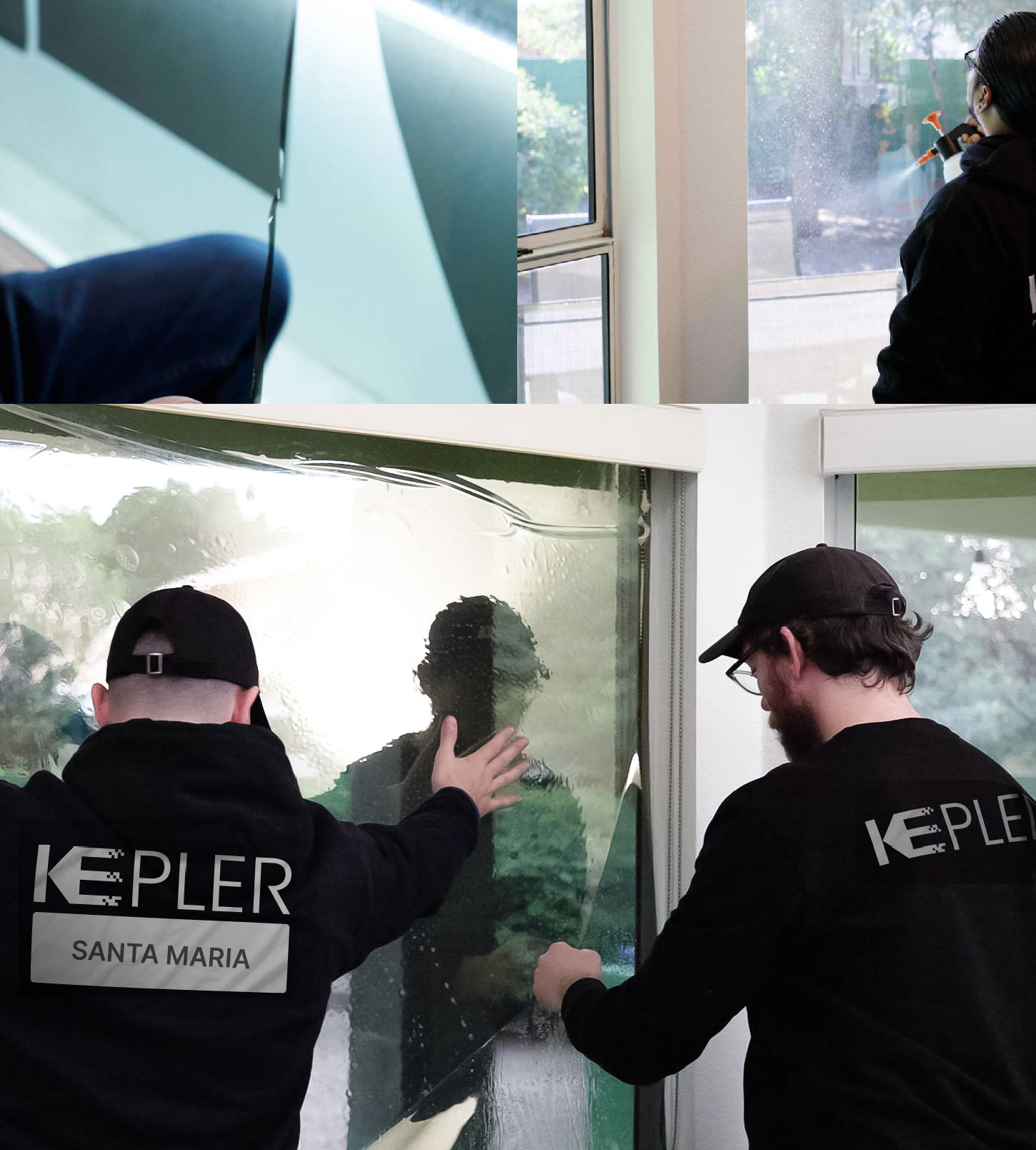 Expert Technician Installing Ceramic Window Tint to Home in Santa Maria