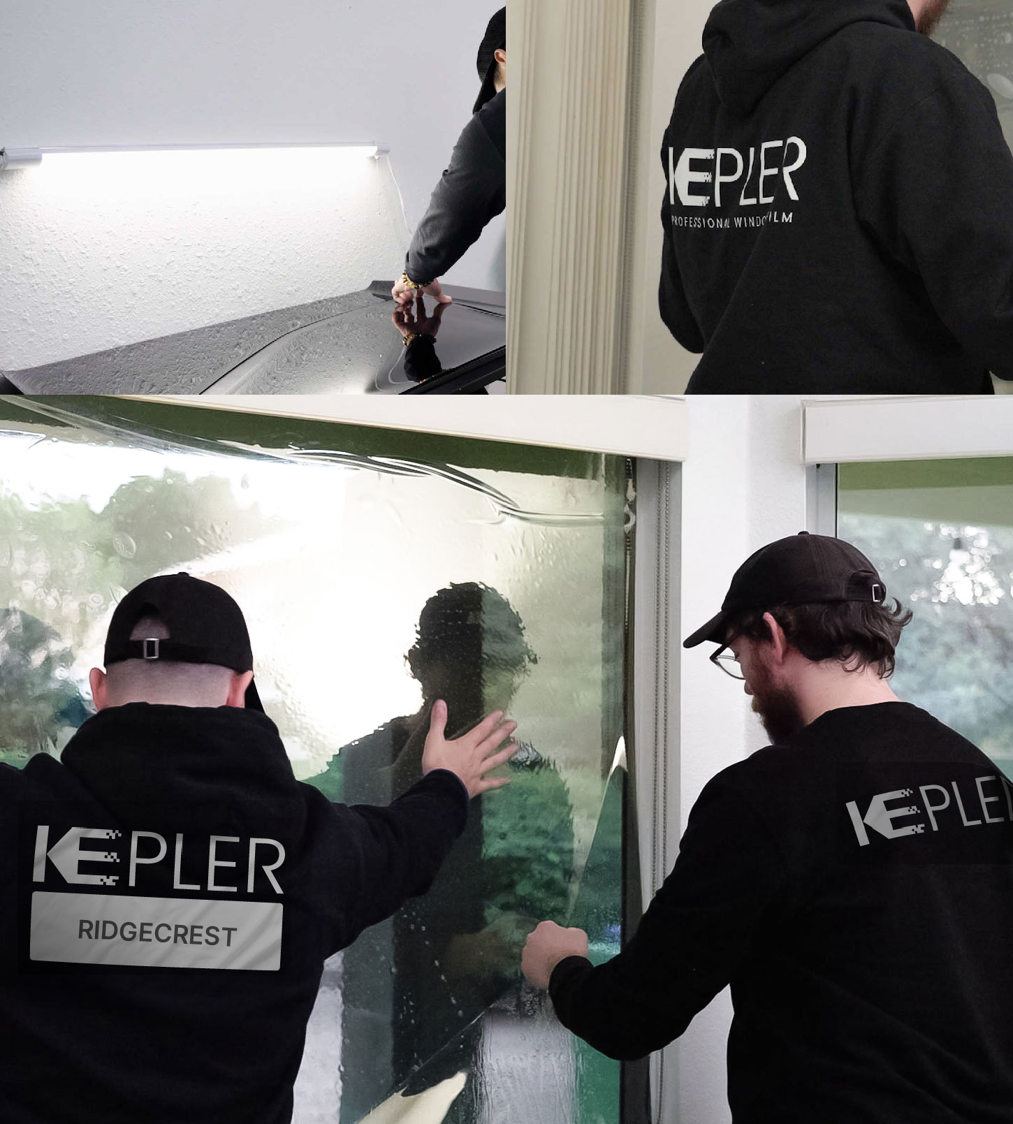 Expert Technician Fitting Ceramic Window Tint to Home in Ridgecrest