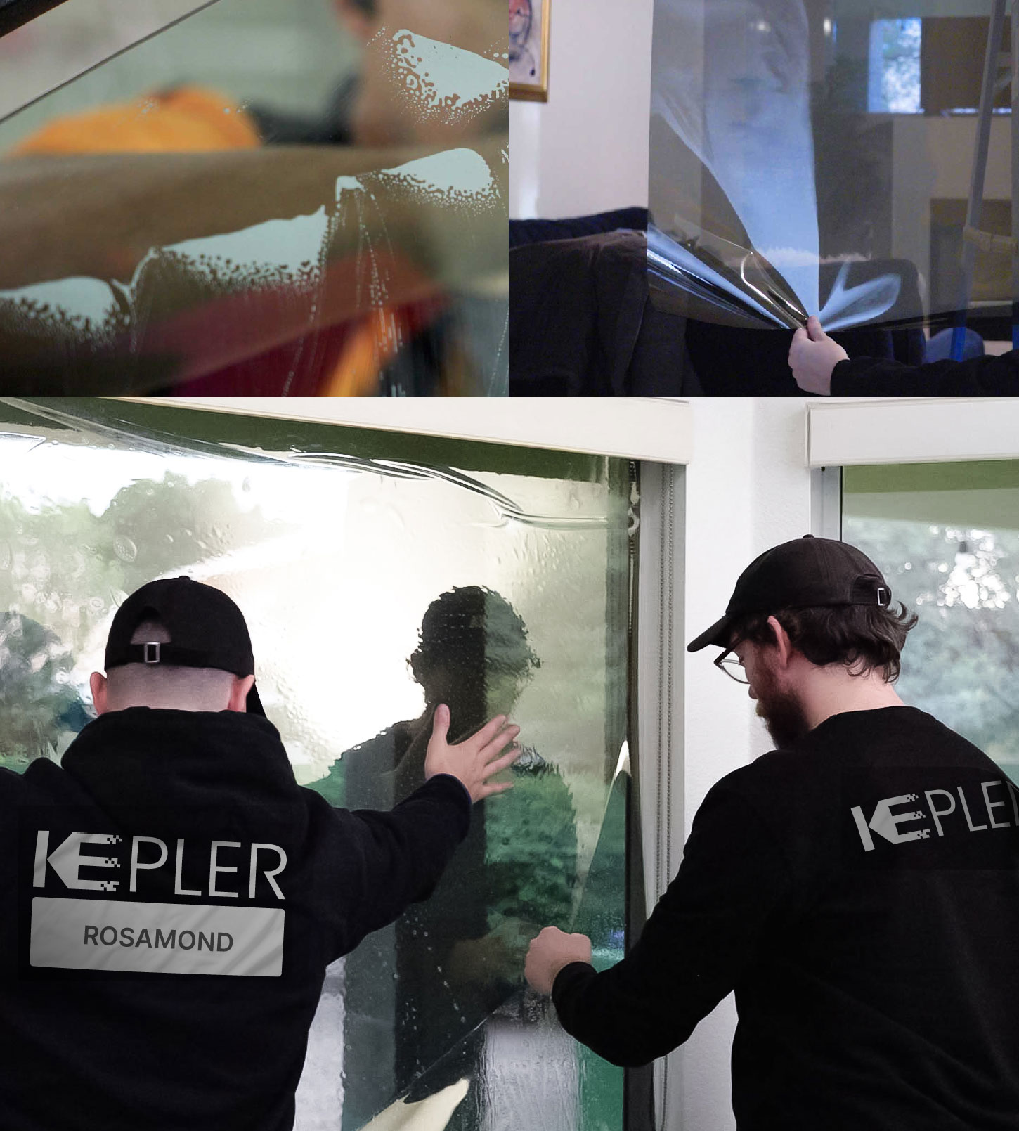 Expert Technician Fitting High-tech Window Tint to Home in Rosamond