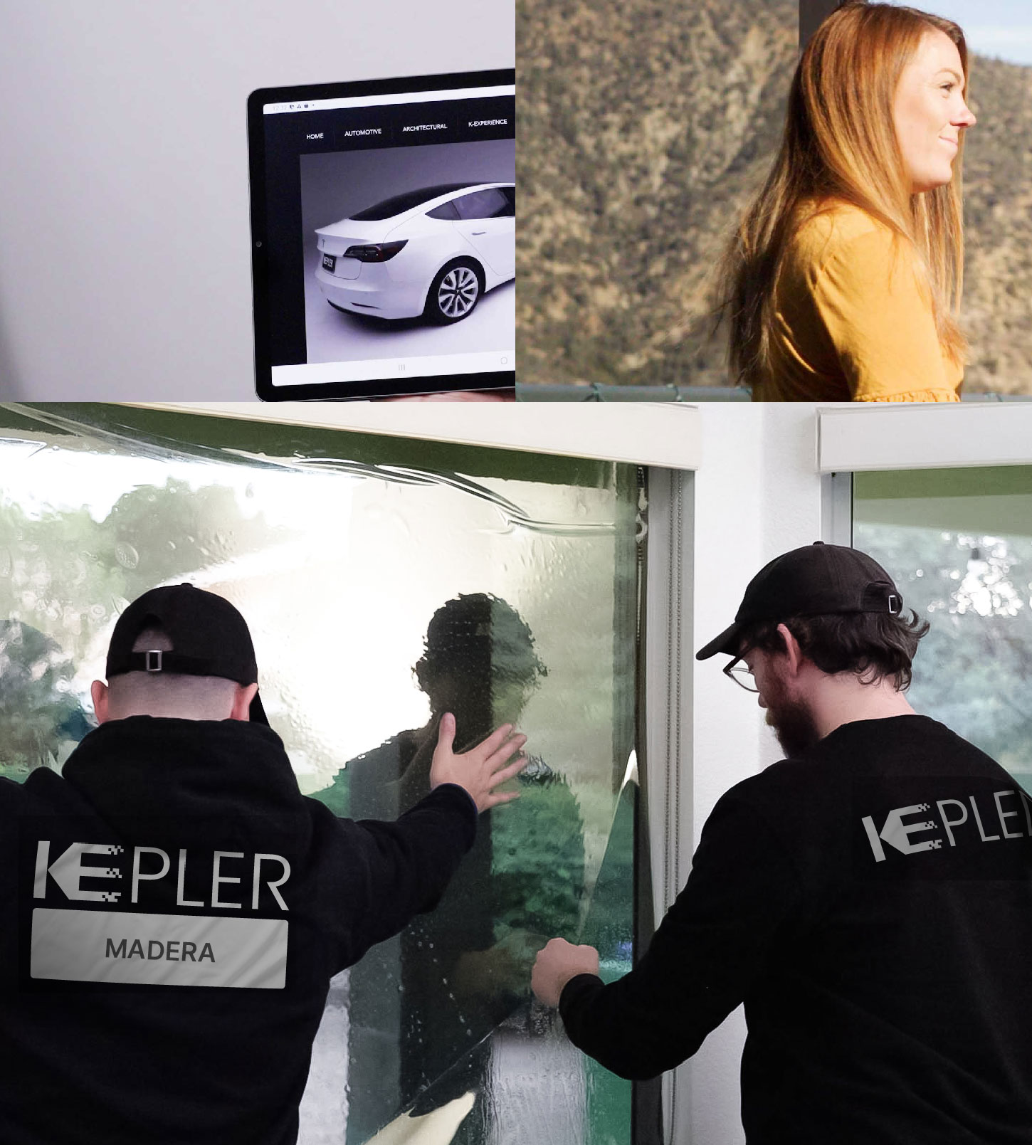 Kepler Technician Applying Ceramic Window Tint to Home in Madera