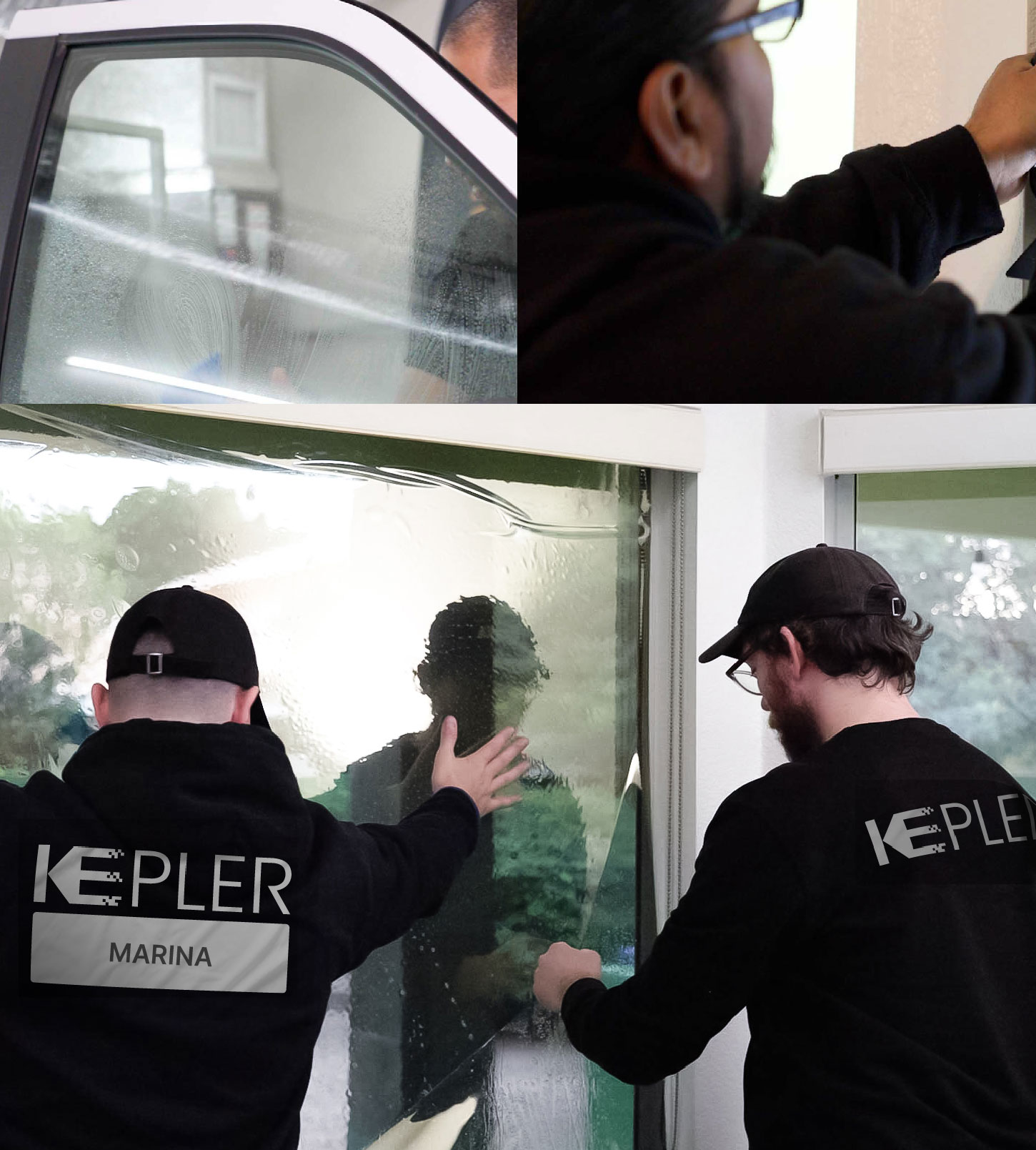 Expert Technician Installing Advanced Window Tint to Home in Marina