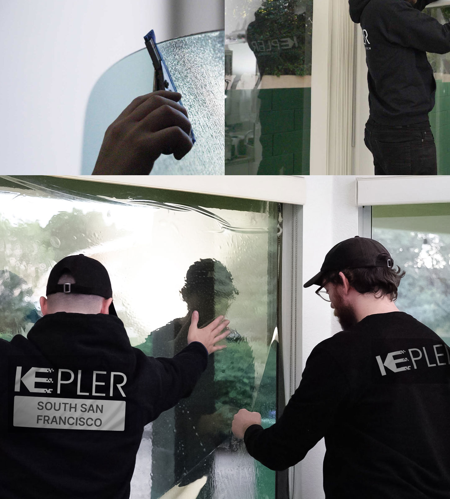 Expert Technician Installing Ceramic Window Tint to Home in South San Francisco