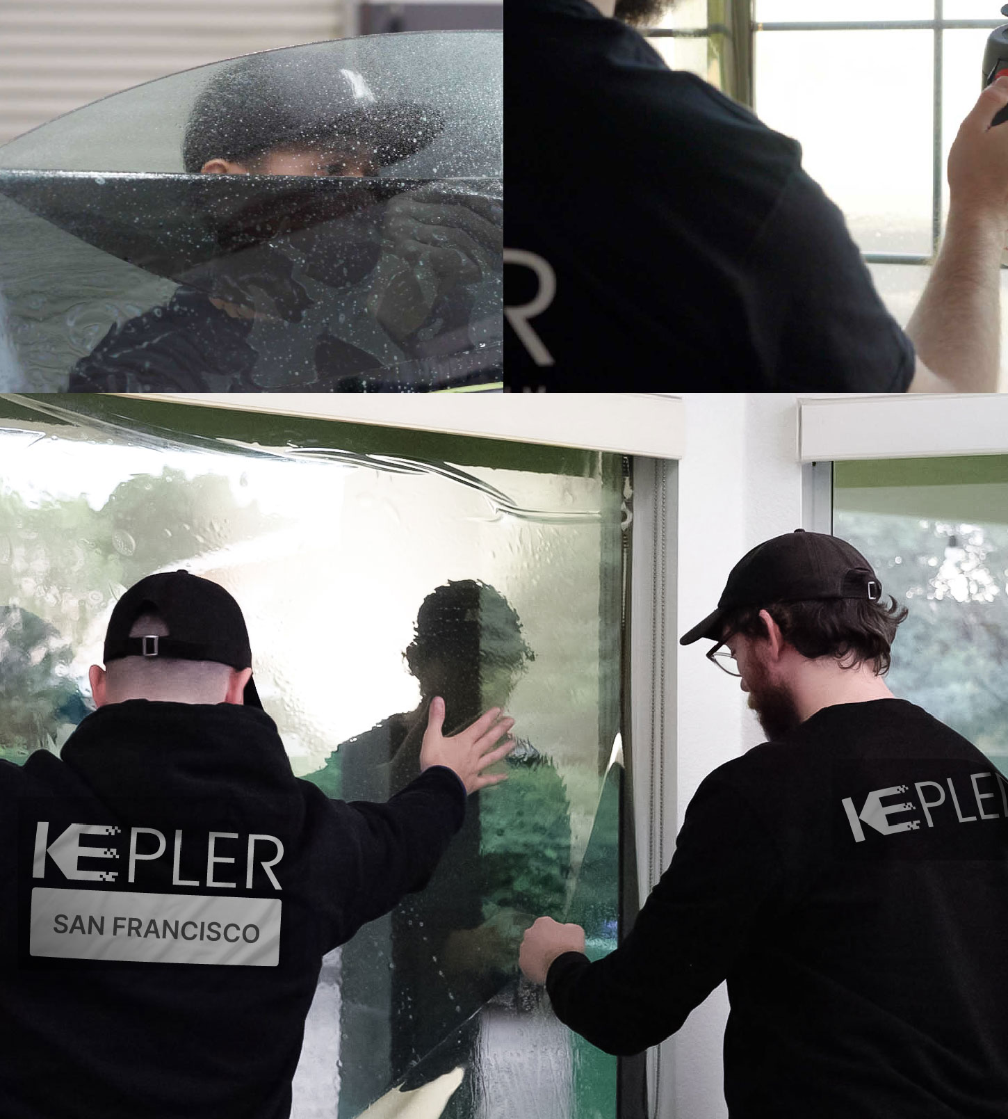 Expert Technician Fitting High-tech Window Tint to Home in San Francisco