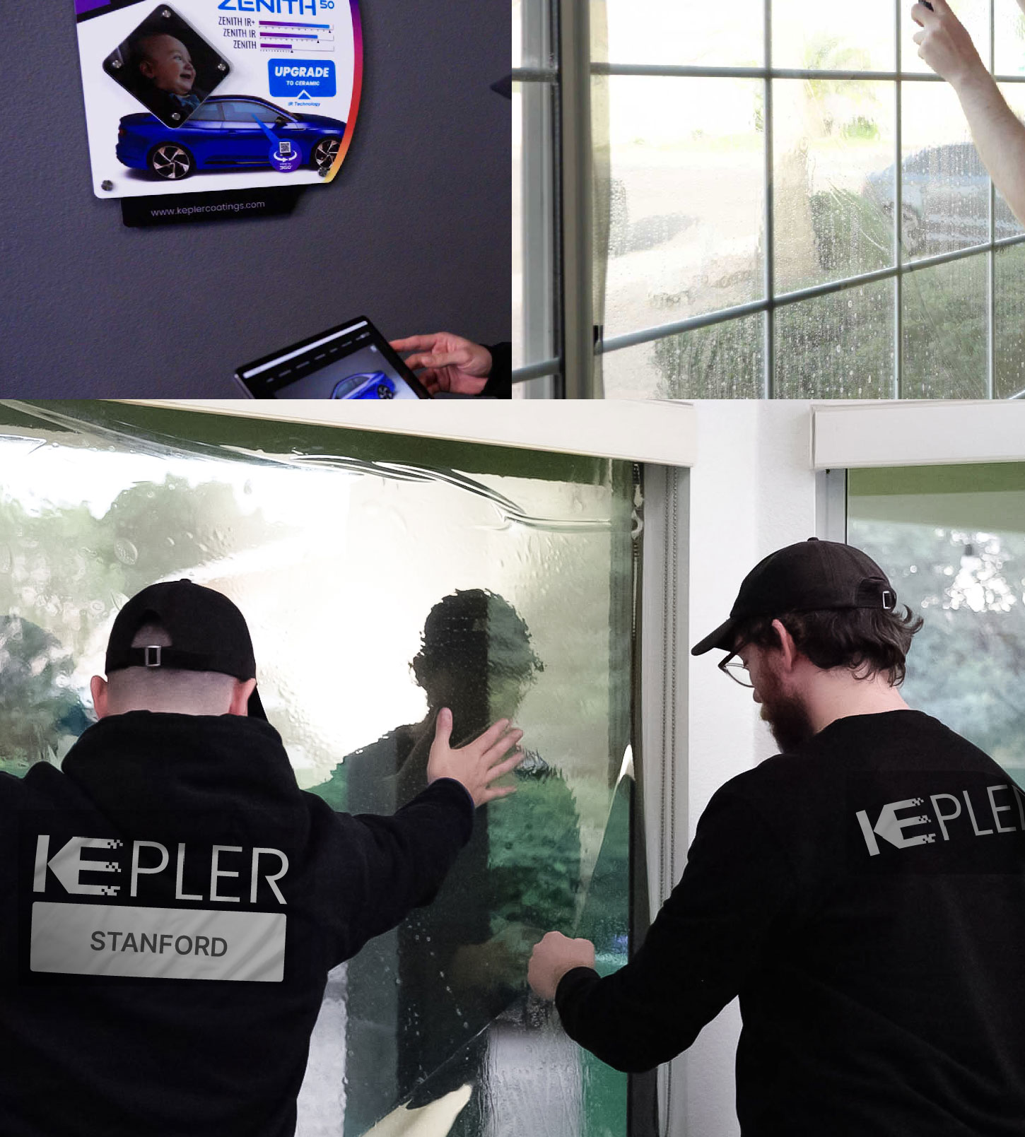 Expert Technician Fitting Ceramic Window Tint to Home in Stanford