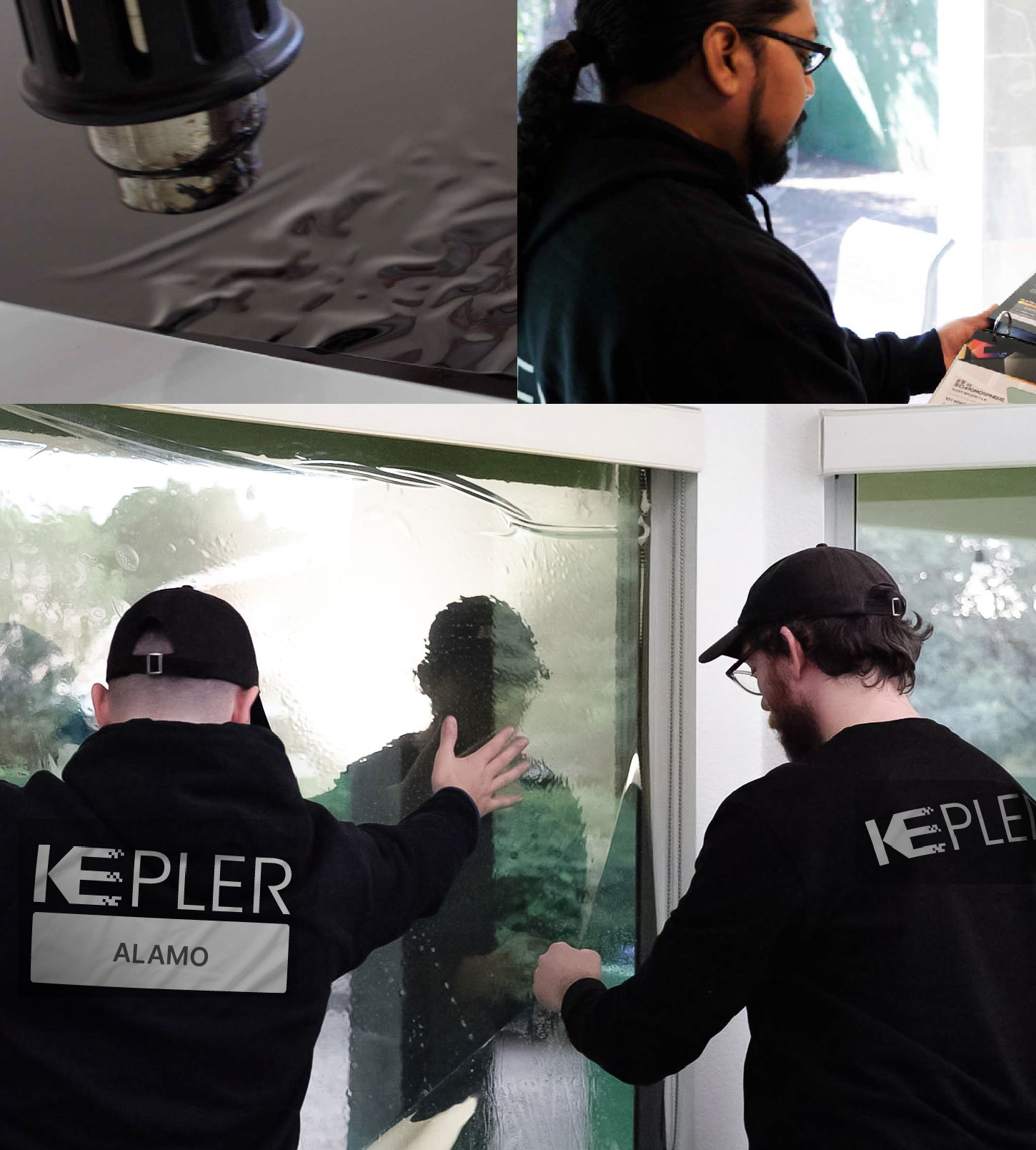 Expert Technician Installing Advanced Window Tint to Home in Alamo