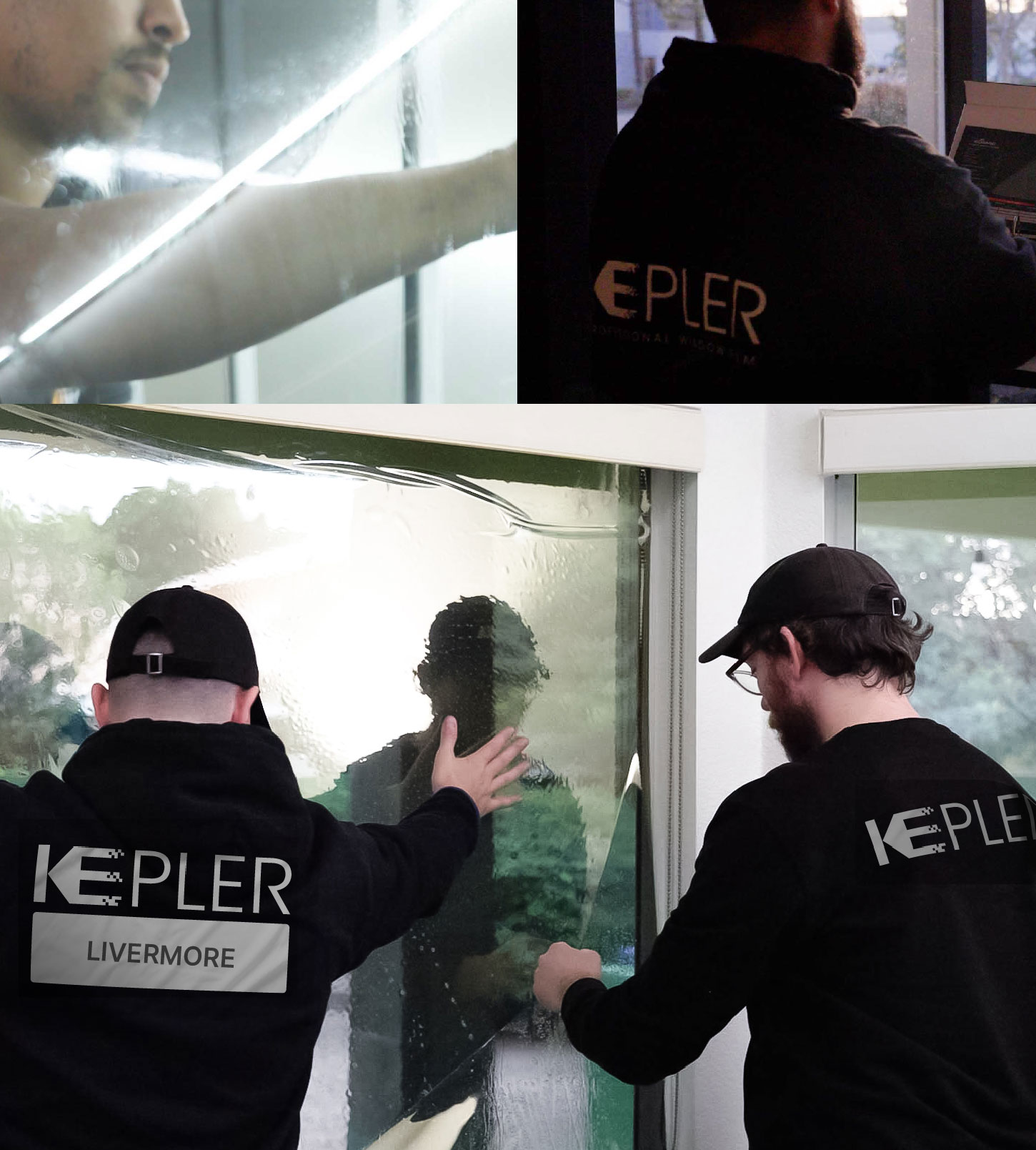 Expert Technician Applying Ceramic Window Tint to Home in Livermore