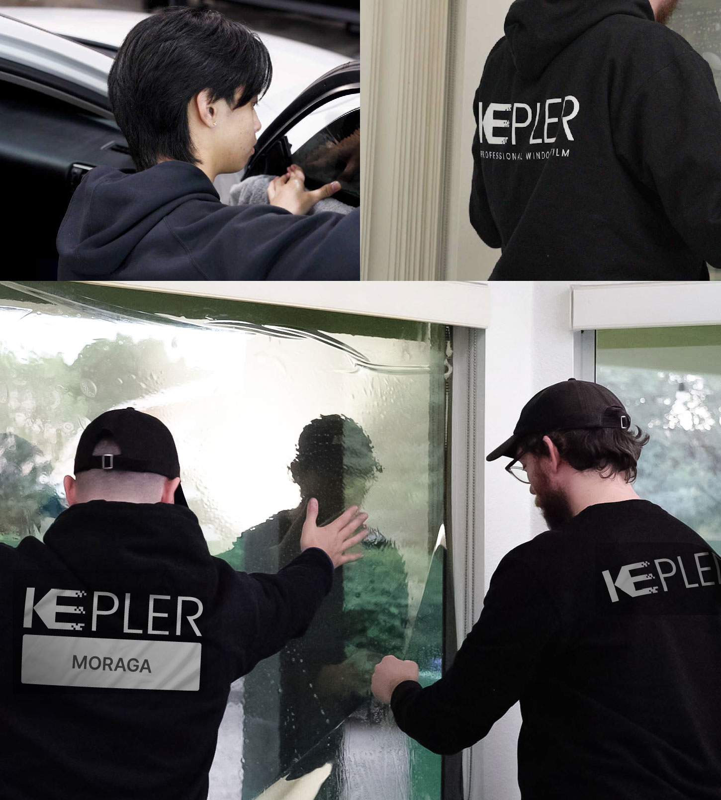 Kepler Technician Fitting Ceramic Window Tint to Home in Moraga
