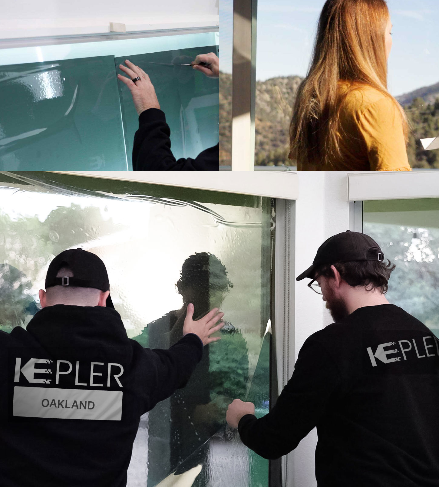 Expert Technician Applying High-tech Window Tint to Home in Oakland