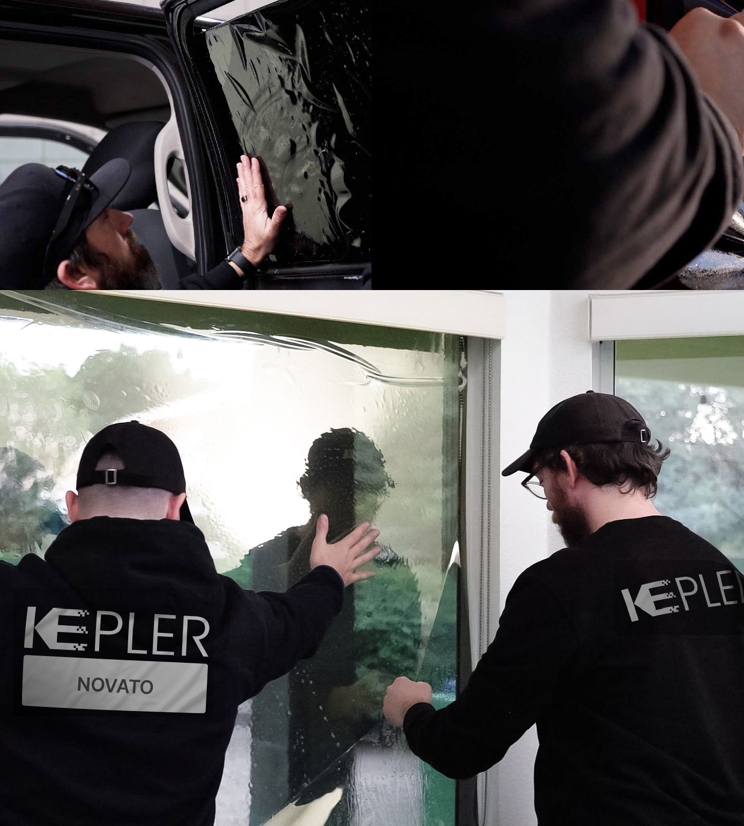 Expert Technician Applying High-tech Window Tint to Home in Novato