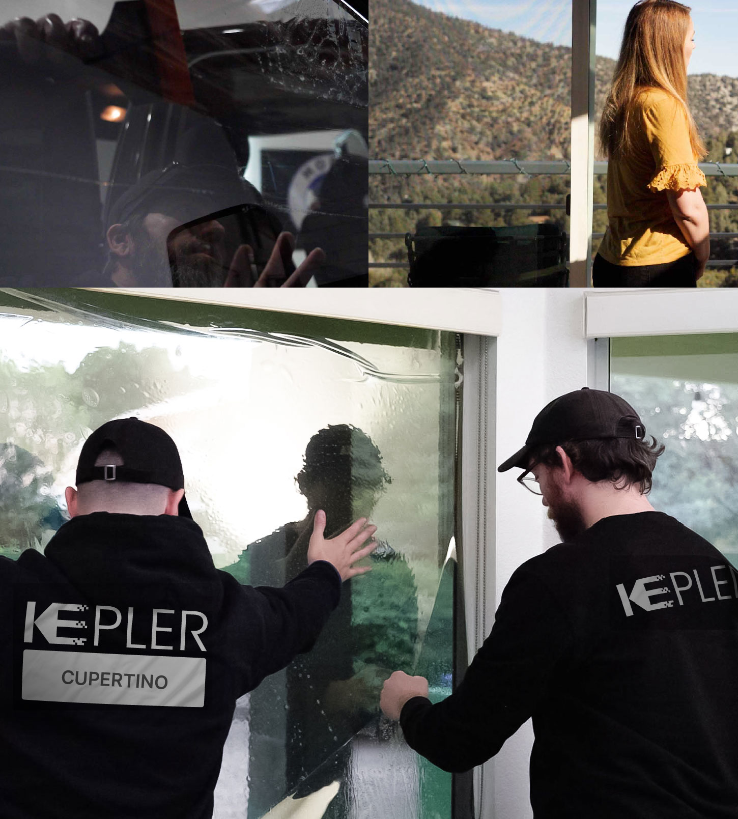 Kepler Technician Applying Ceramic Window Tint to Home in Cupertino