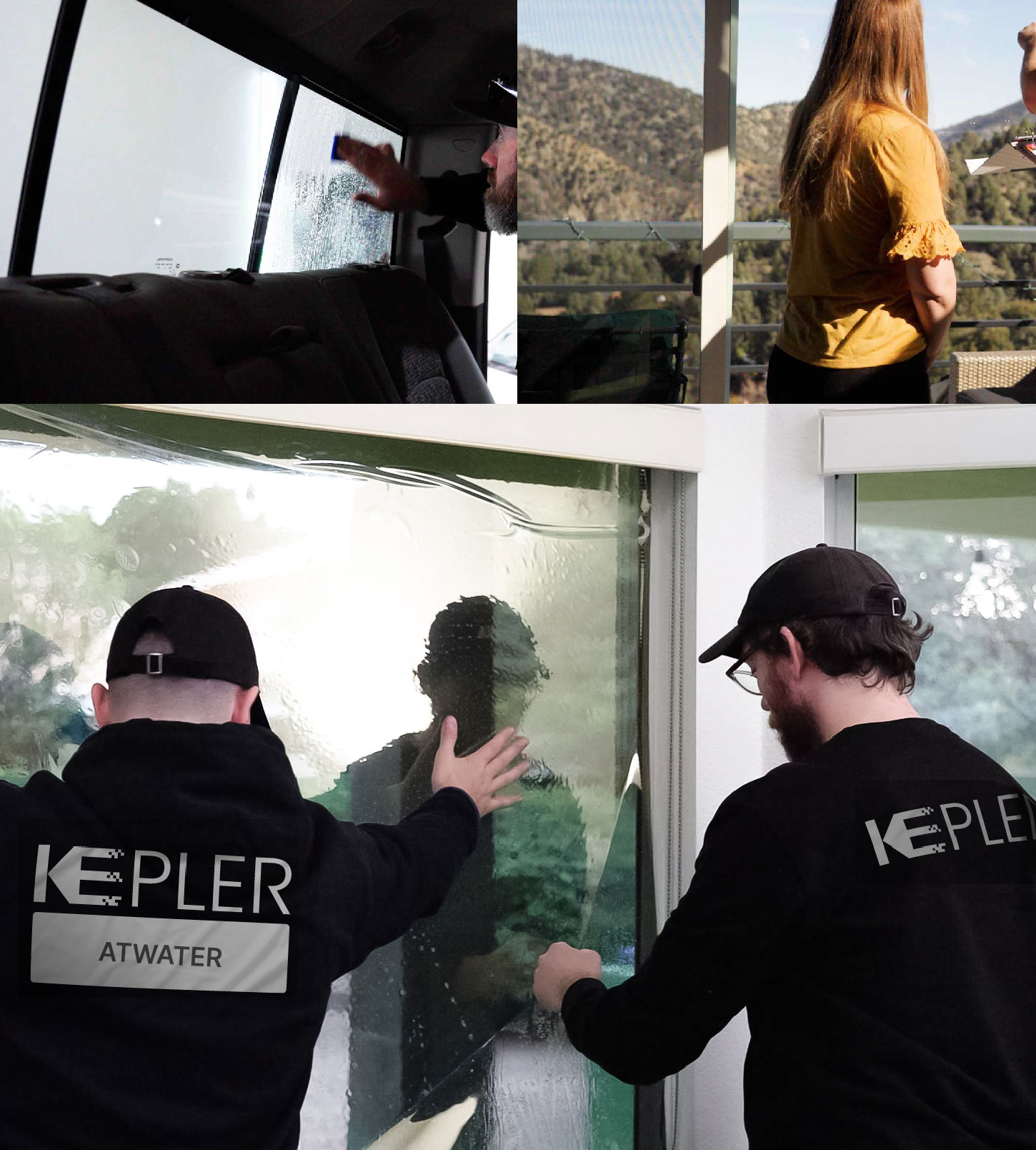 Kepler Technician Applying Advanced Window Tint to Home in Atwater