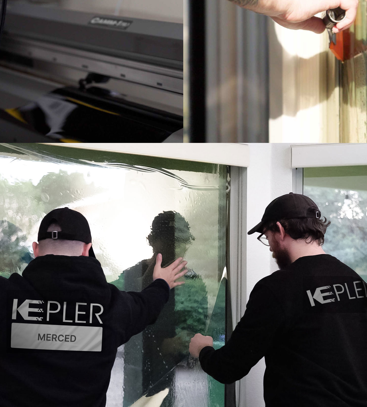 Kepler Technician Installing Advanced Window Tint to Home in Merced