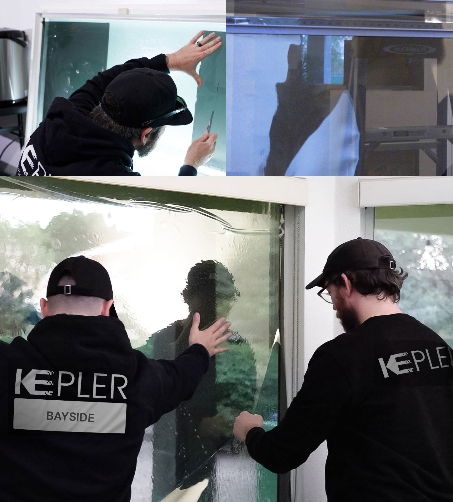 Expert Technician Installing High-tech Window Tint to Home in Bayside