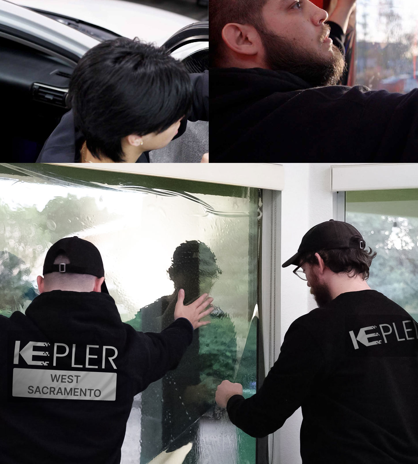 Expert Technician Applying Advanced Window Tint to Home in West Sacramento