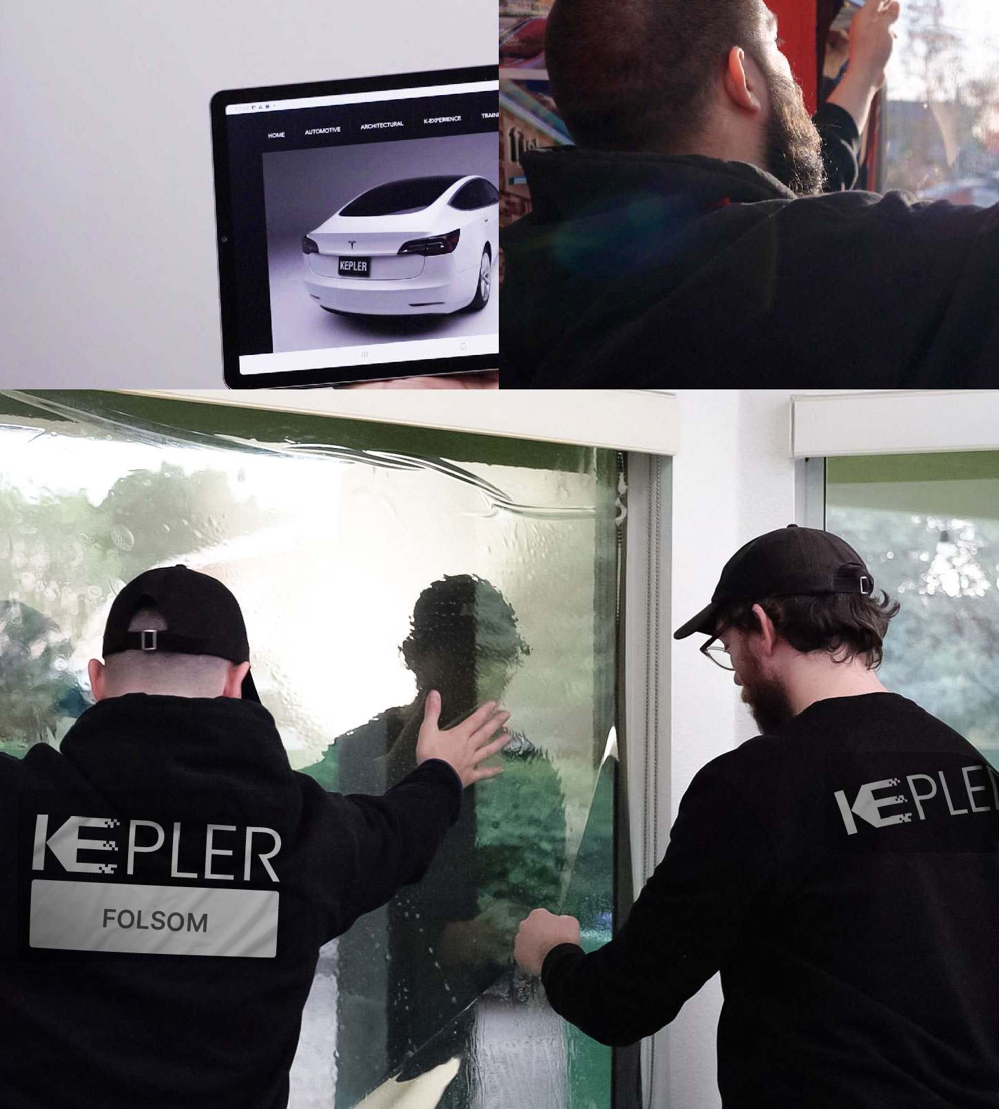 Expert Technician Fitting Advanced Window Tint to Home in Folsom
