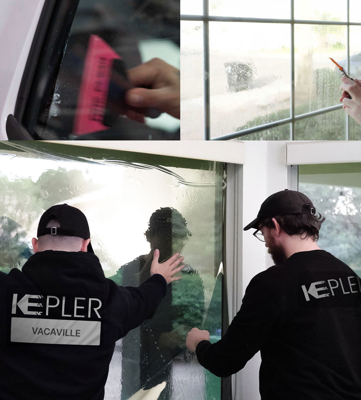 Kepler Technician Fitting Ceramic Window Tint to Home in Vacaville
