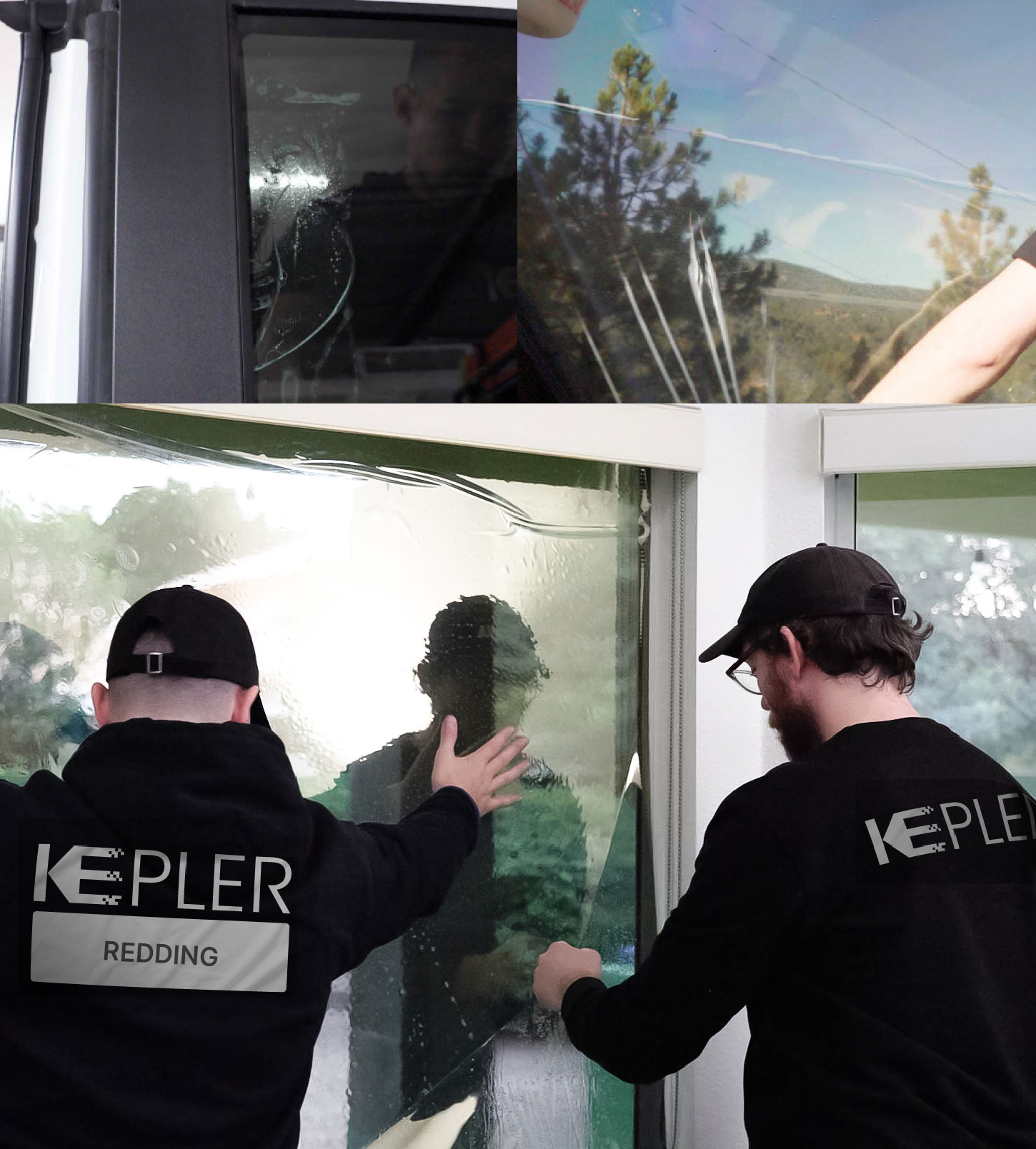 Expert Technician Installing High-tech Window Tint to Home in Redding