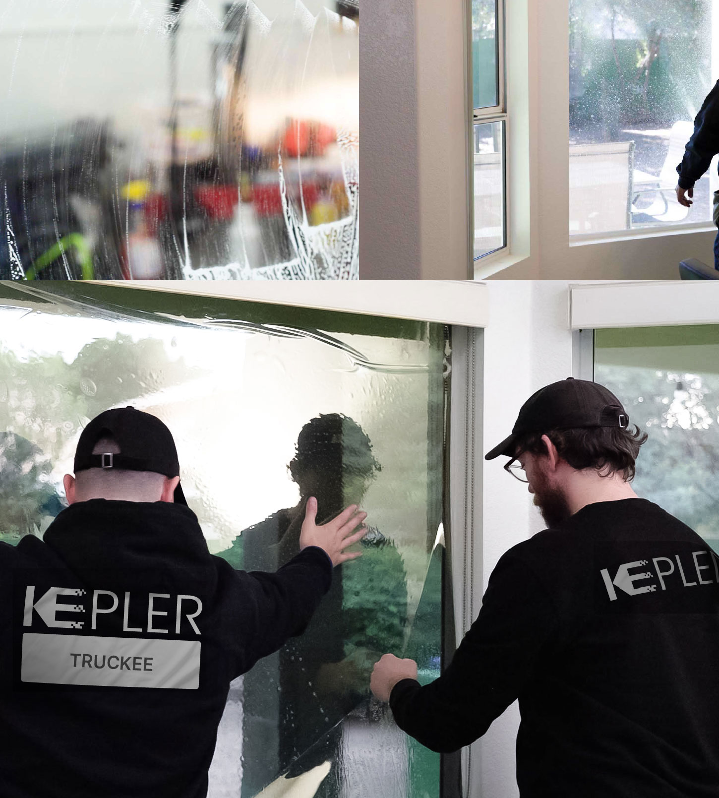 Kepler Technician Fitting Ceramic Window Tint to Home in Truckee